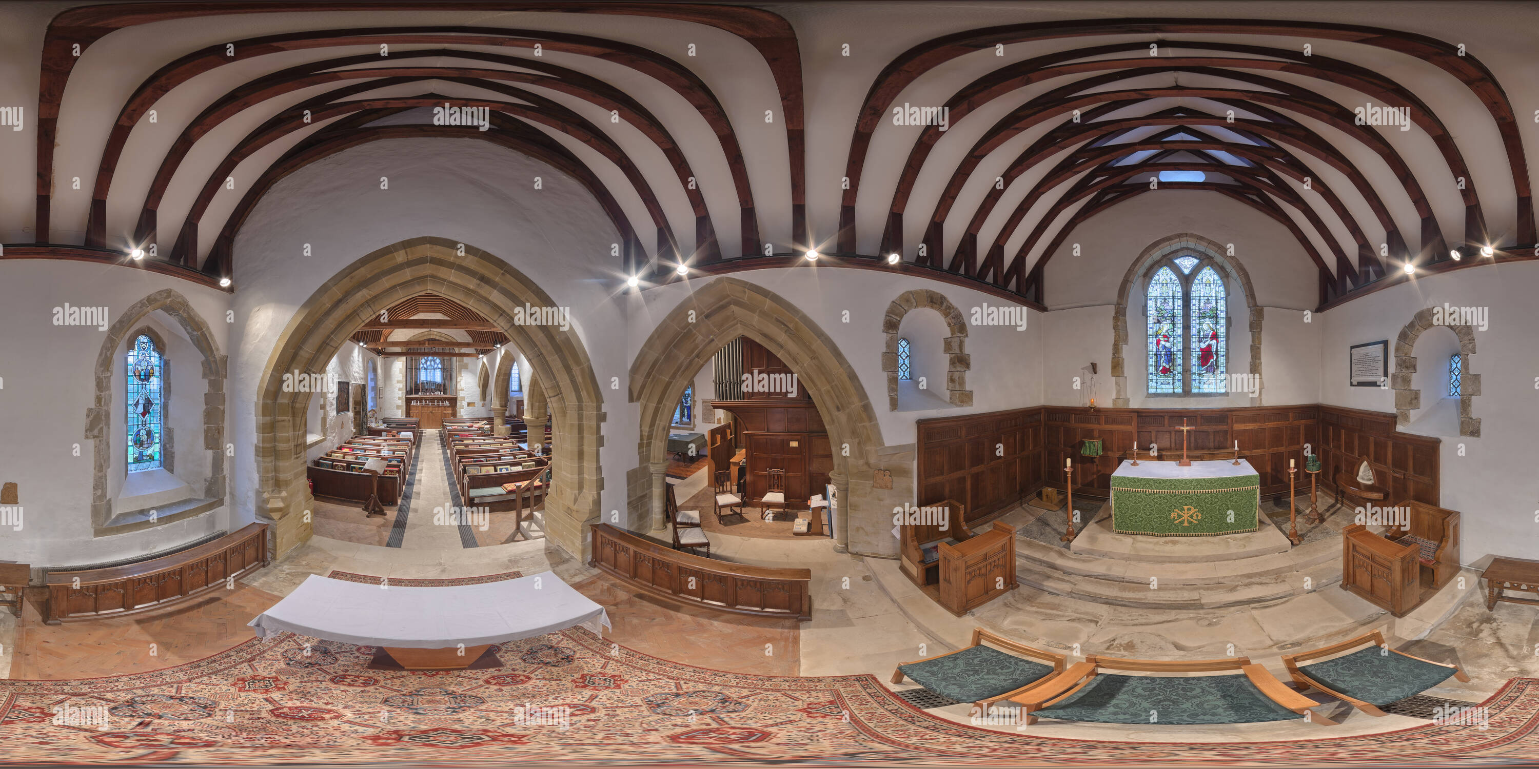 360 Grad Panorama Ansicht von Chor der St. Maria Magdalena Kirche, Bolney