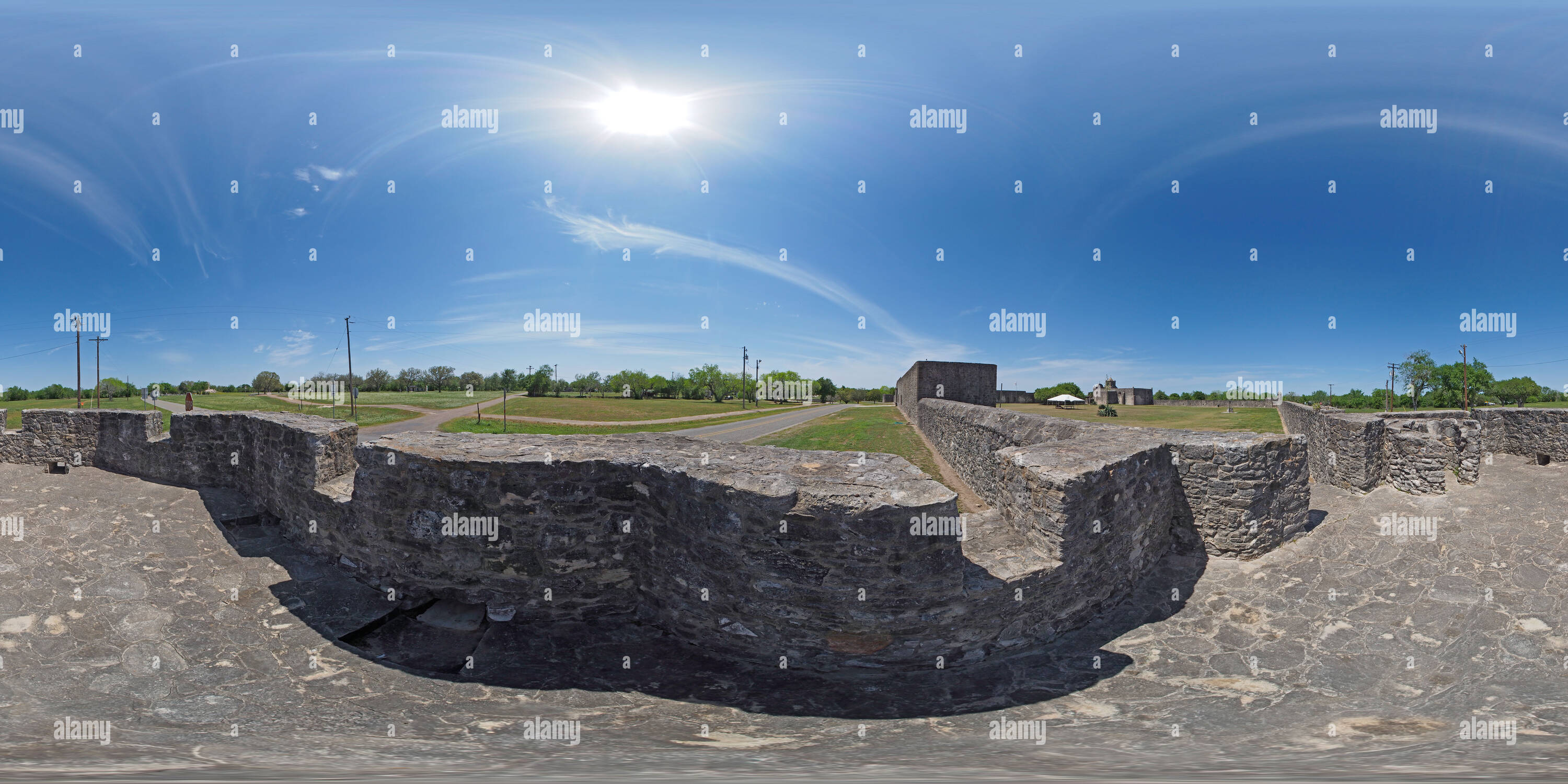 360 Grad Panorama Ansicht von Bastion in der defensive Mauer um das Presidio la Bahia
