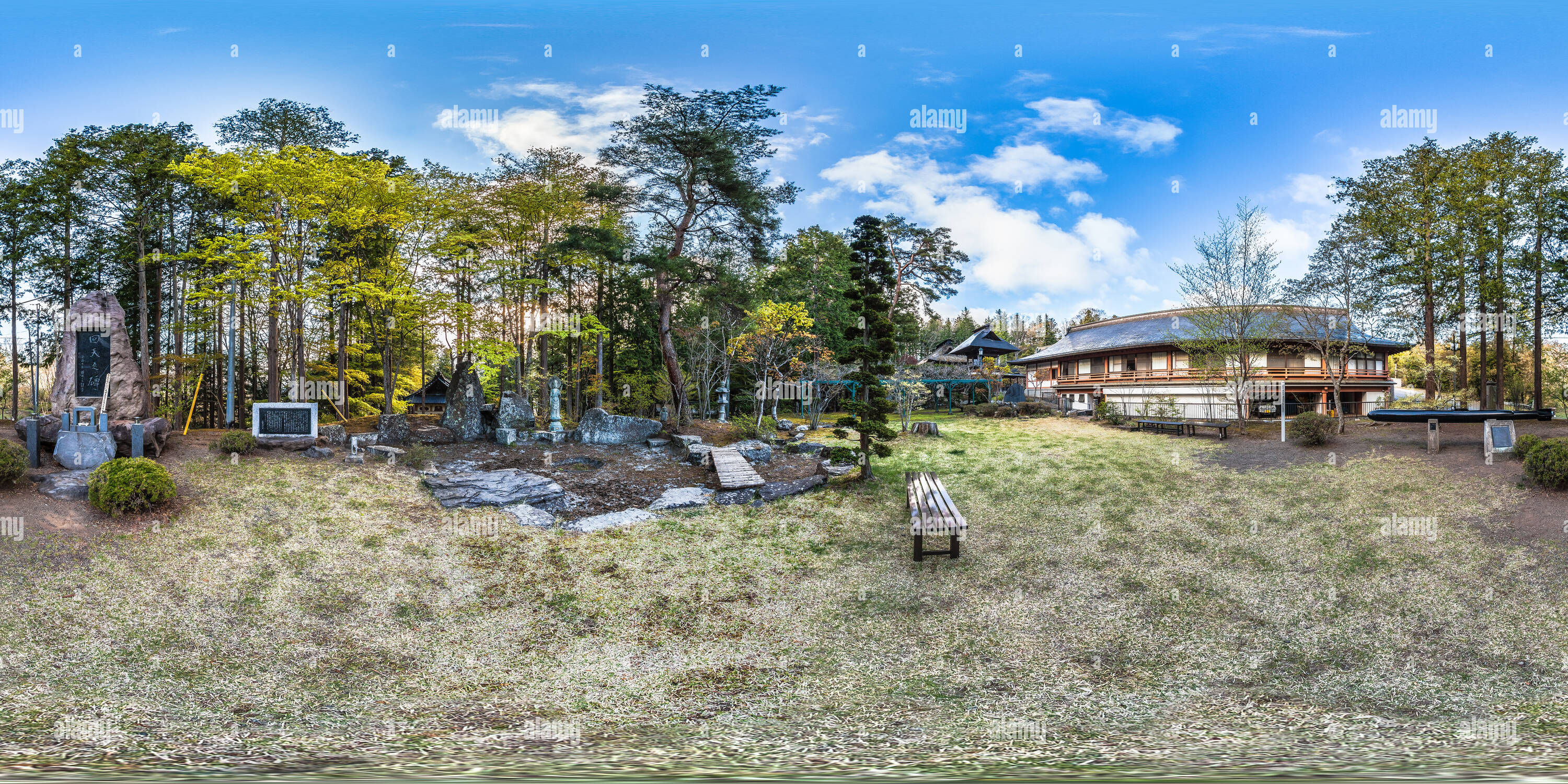 360 Grad Panorama Ansicht von Garten an Teisho-ji-buddhistischen Tempel in Saku - Japan