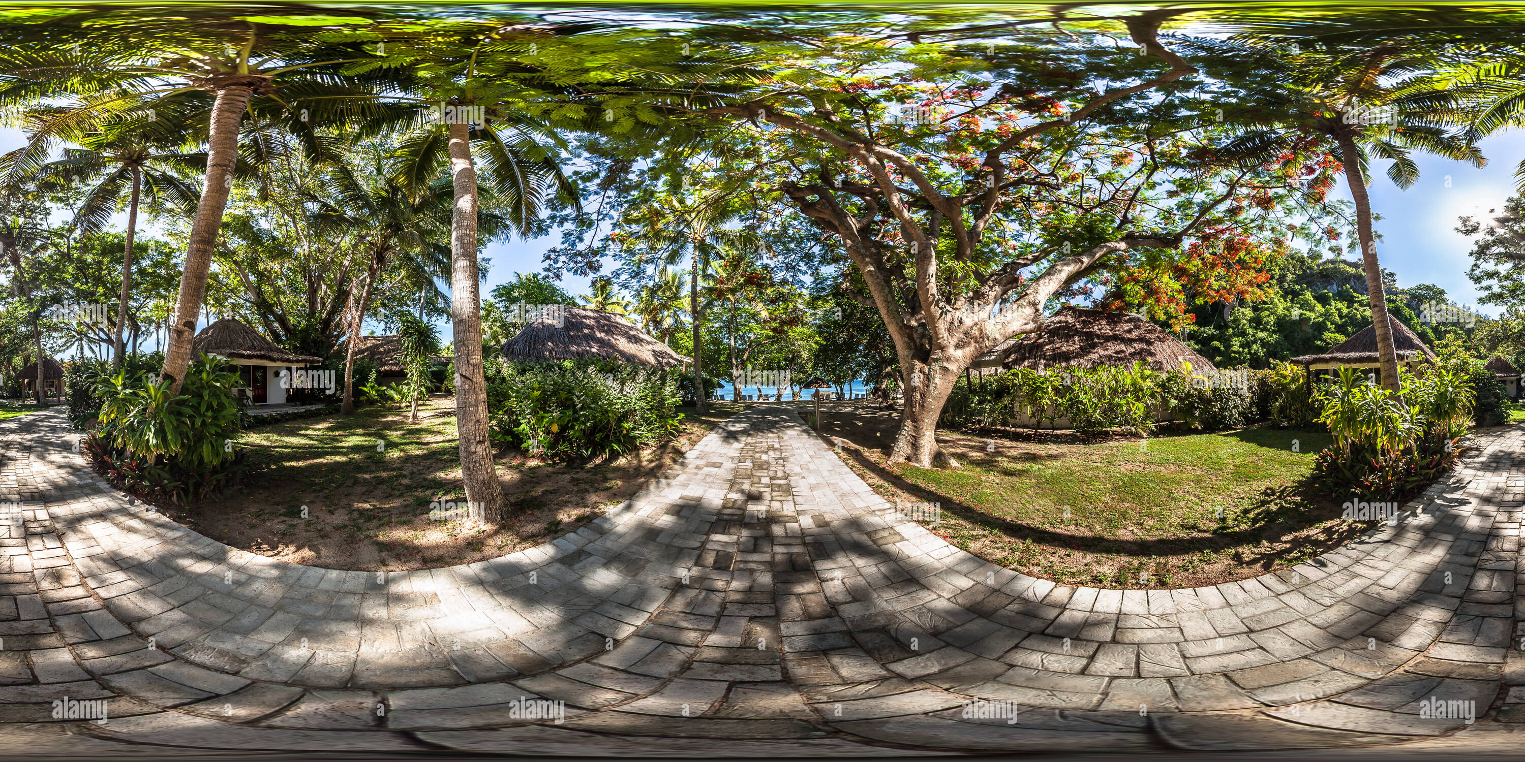 360 Grad Panorama Ansicht von Weg entlang der Bures - Castaway Island Resort - qalito Island - Fidschi Inseln