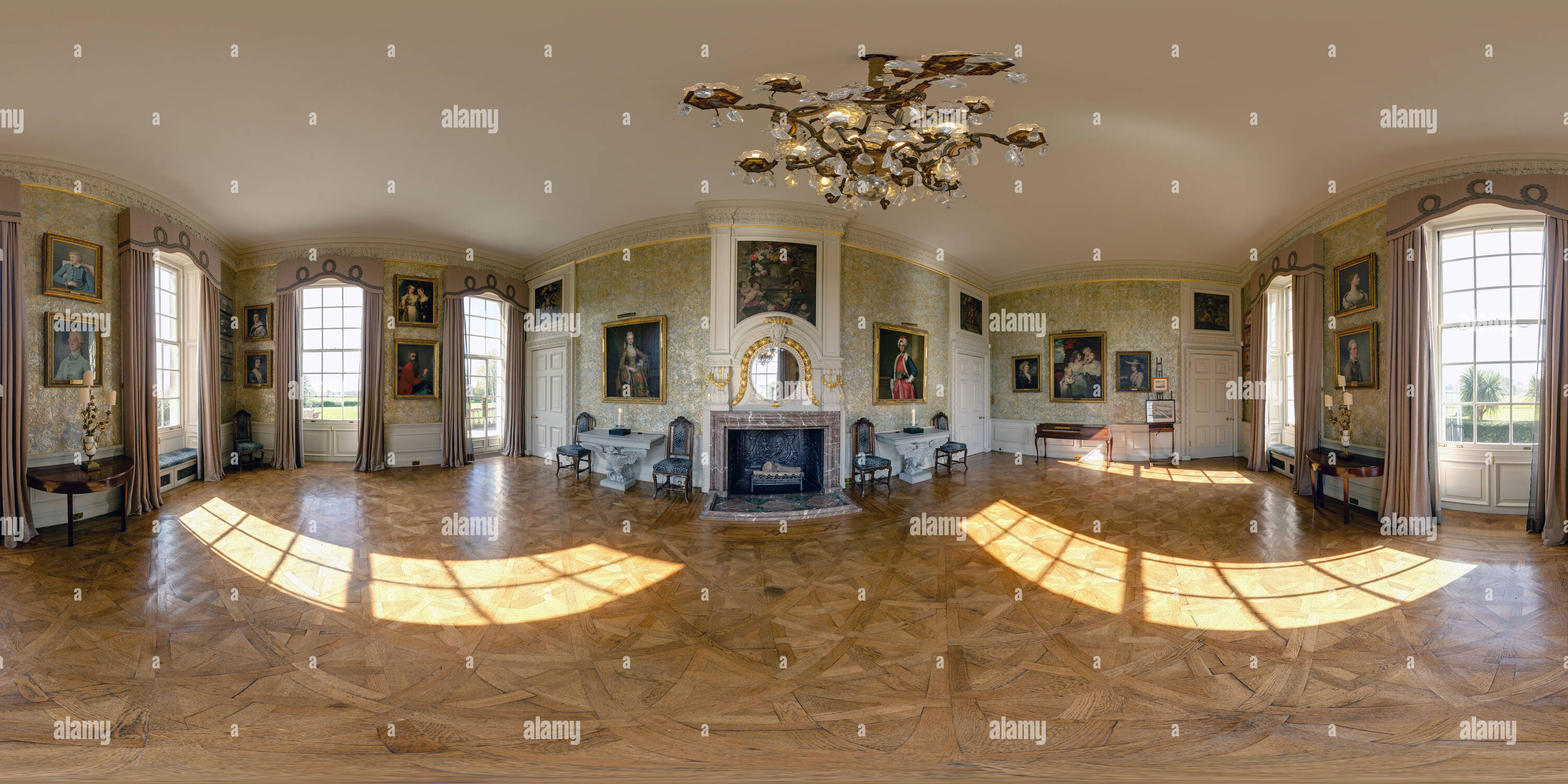 360 Grad Panorama Ansicht von Salon, Haus, nr Stansted Rowlands Castle