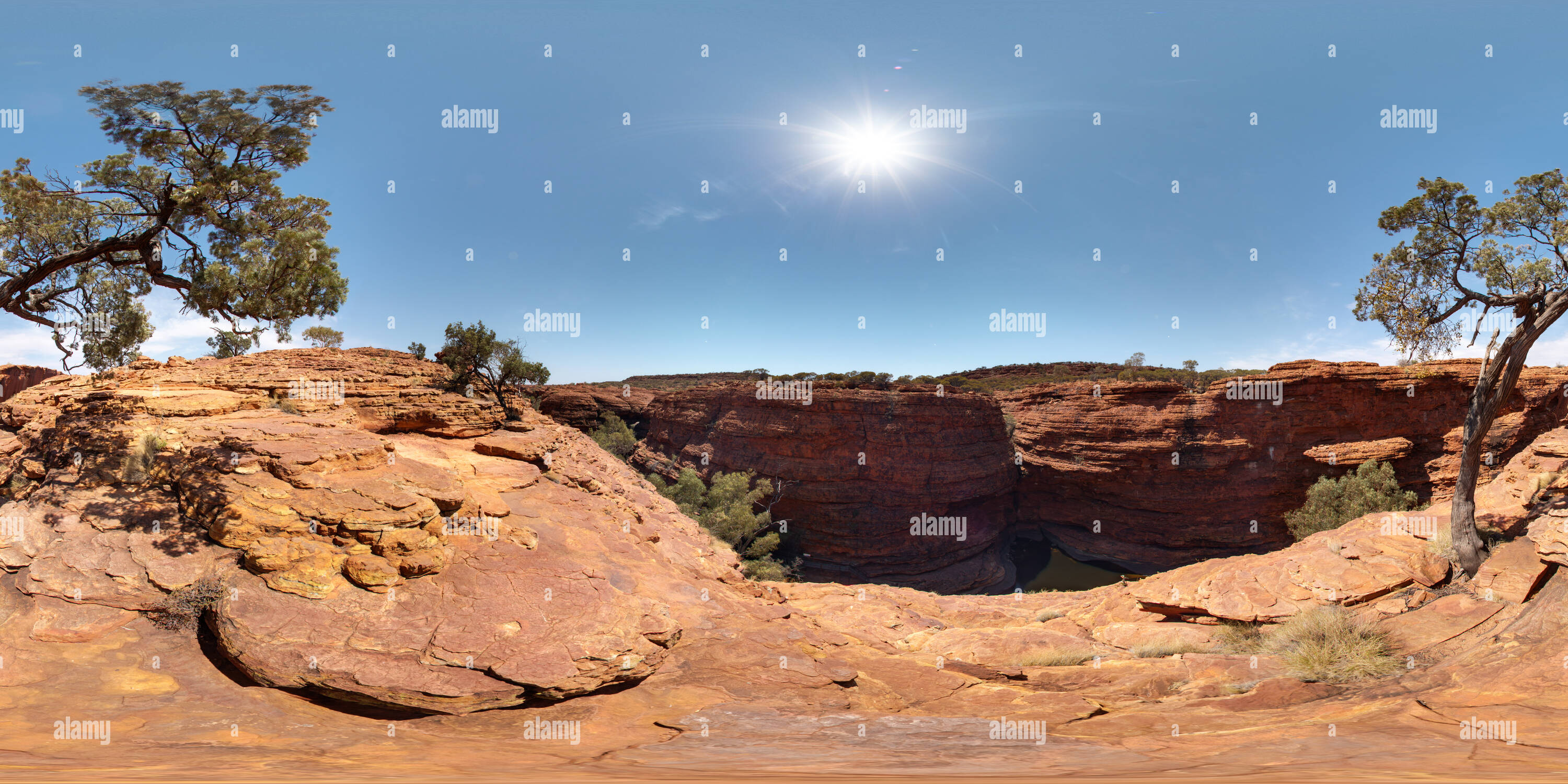 360 Grad Panorama Ansicht von Australien, NT, Watarrka National Park Kings Canyon Rim Walk, Sandstein Dome Tipp