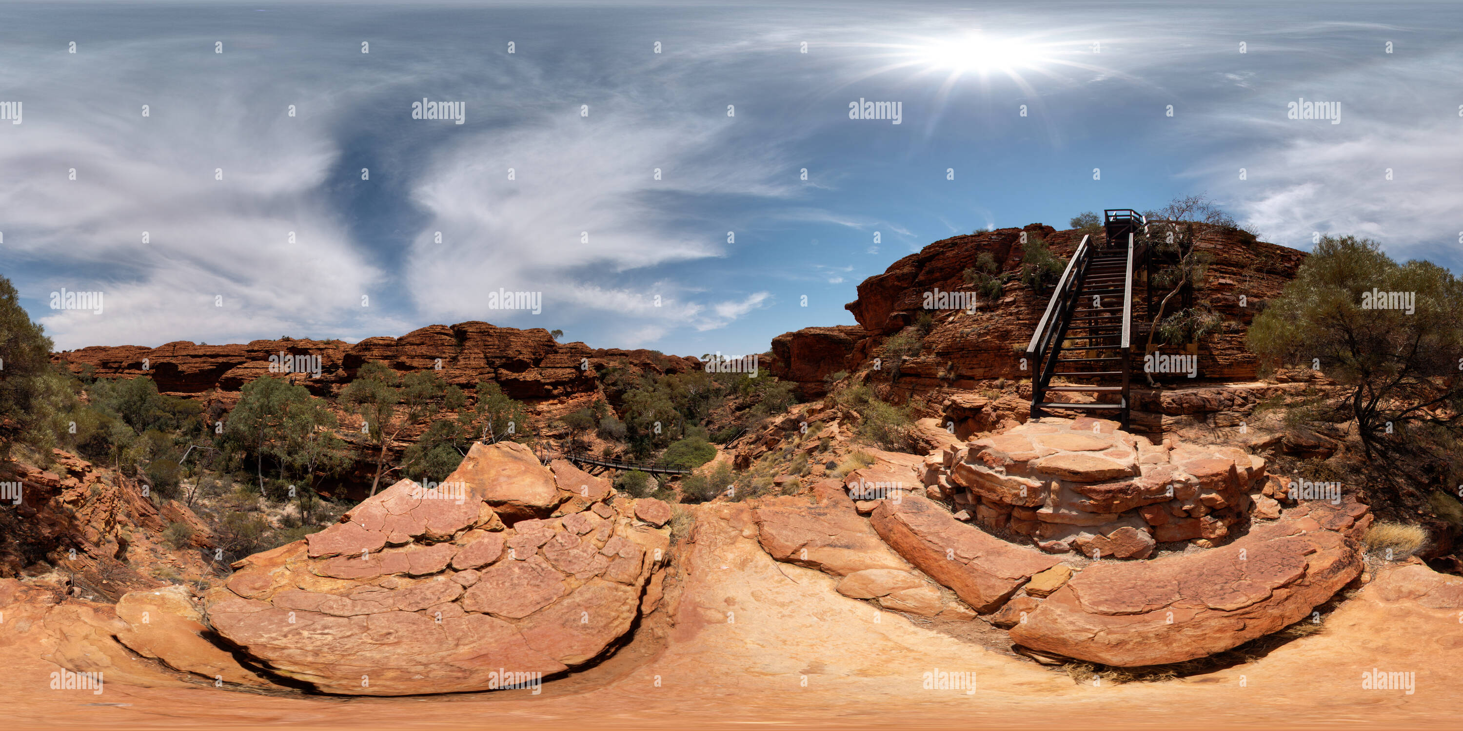 360 Grad Panorama Ansicht von Australien, NT, Watarrka National Park Kings Canyon Rim Walk, Garten Eden Eingang