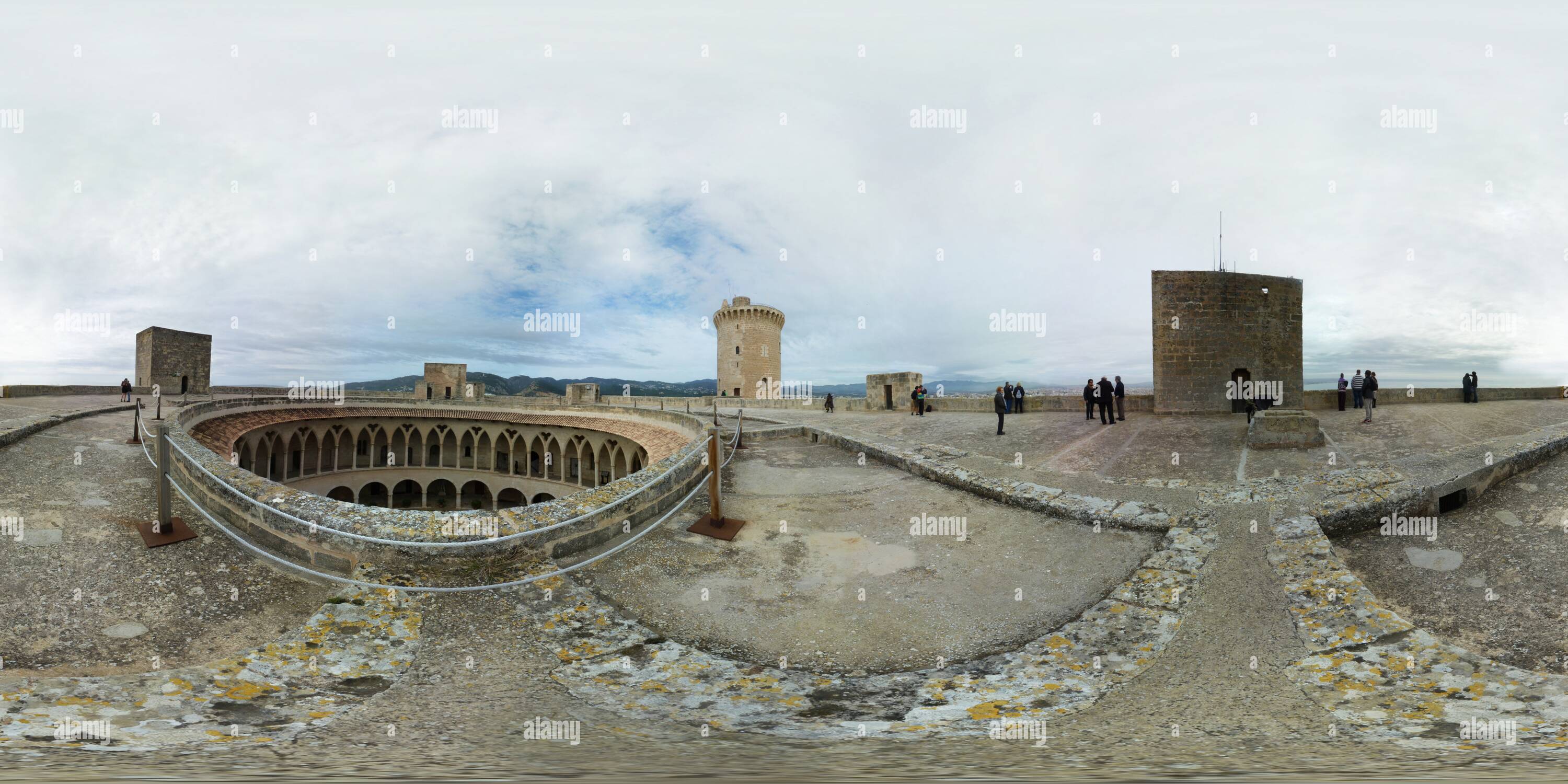 360 Grad Panorama Ansicht von Castillo de Bellver (Terraza), Palma de Mallorca