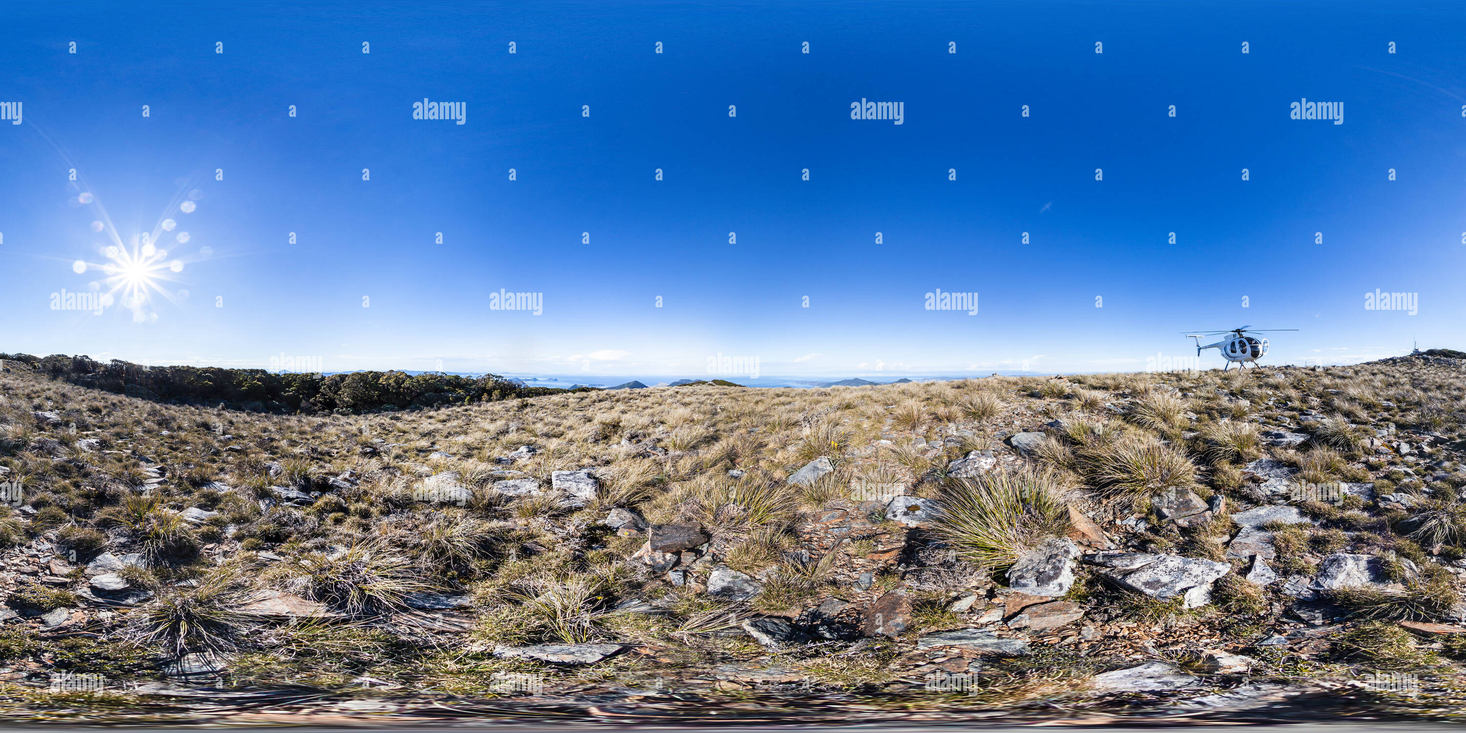 360 Grad Panorama Ansicht von Mount Stokes - Bemüht sich Einlass - Queen Charlotte Sound - Marlborough - Neuseeland - Ozeanien