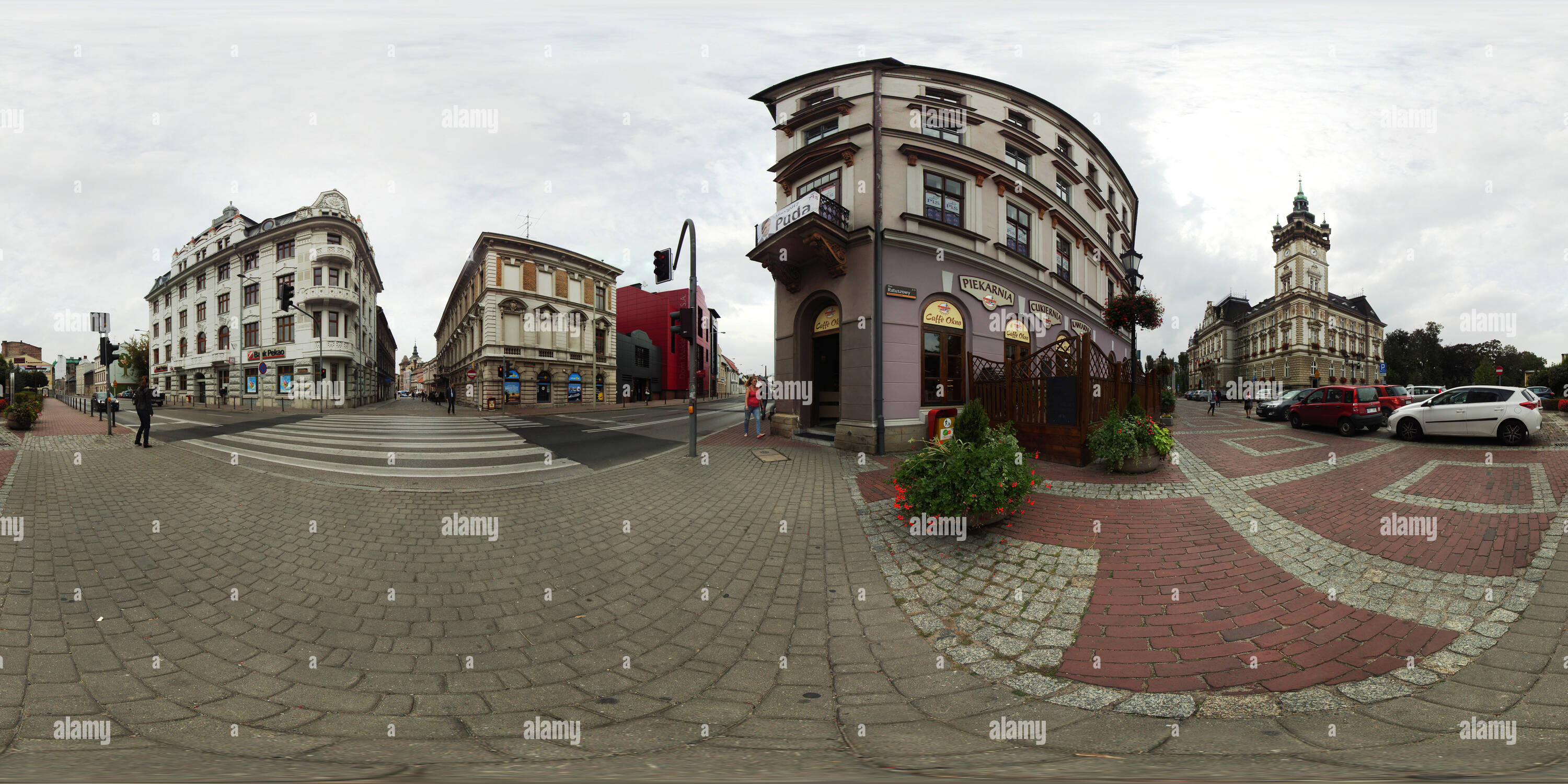 360 Grad Panorama Ansicht von Bielsko-Biala - Rathaus und die umliegenden Gebäude