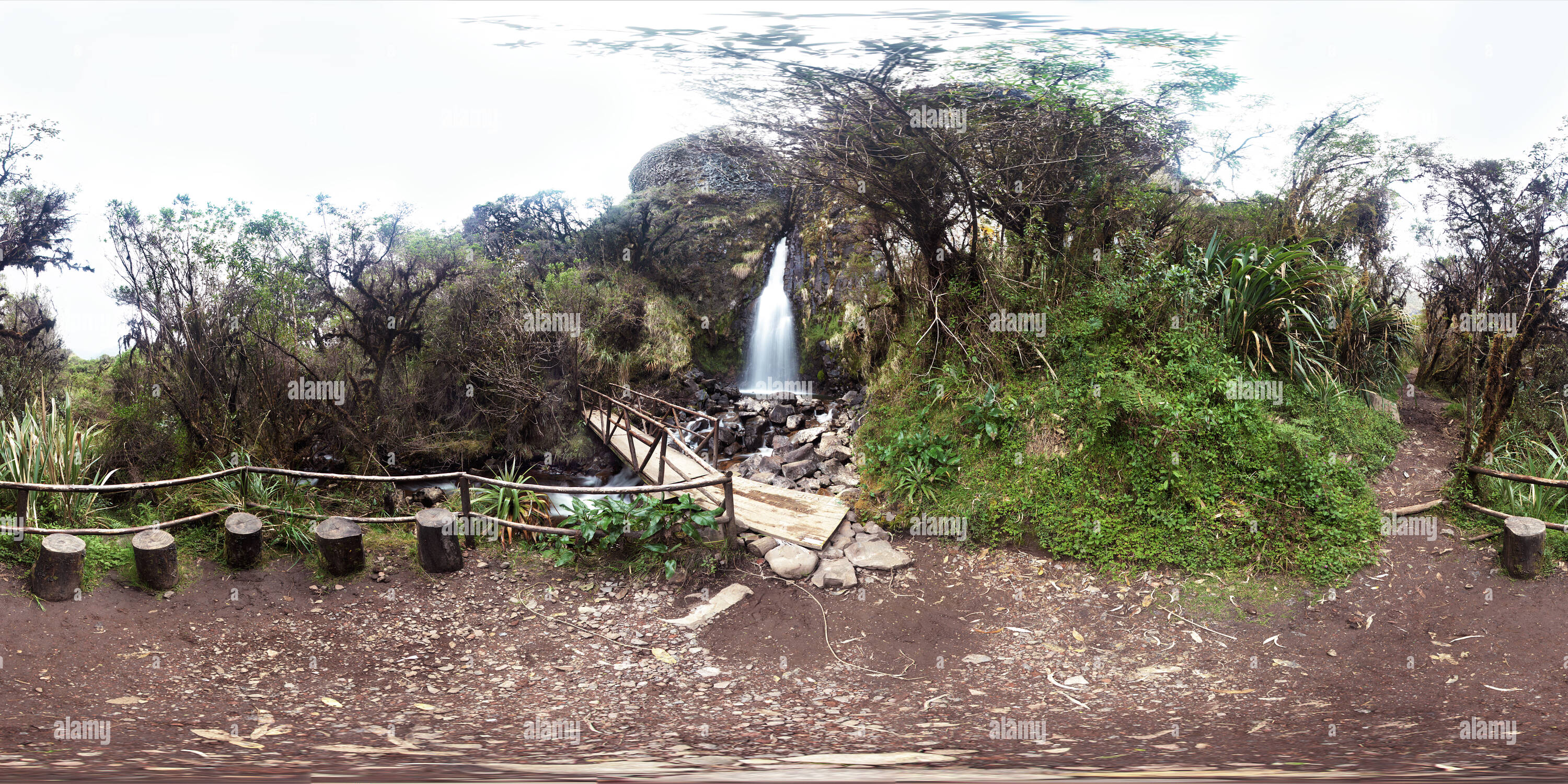 360 Grad Panorama Ansicht von Cascada Milagrosa - wunderbare Wasserfall