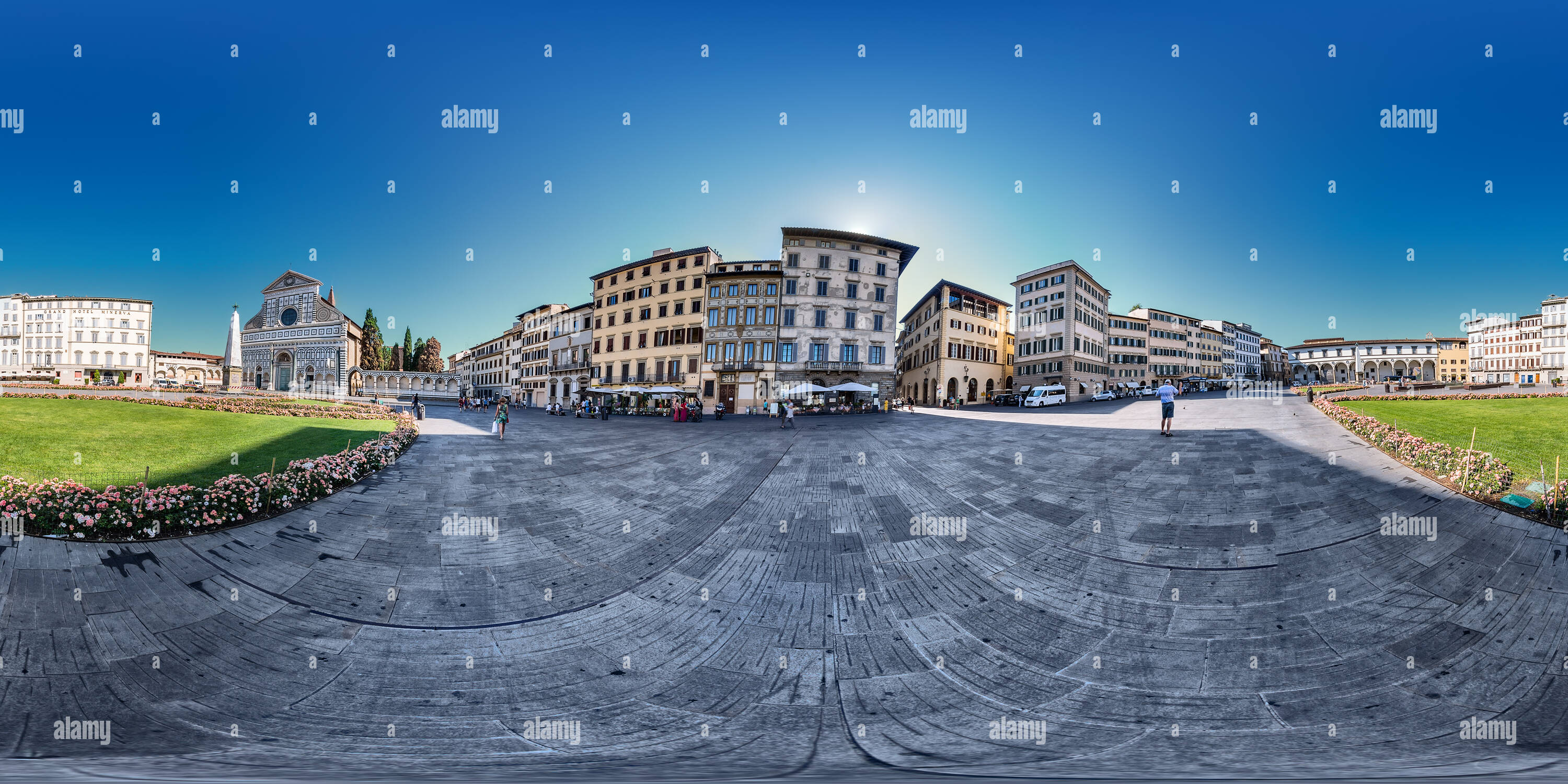 360 Grad Panorama Ansicht von Piazza di Santa Maria Novella. Florenz.