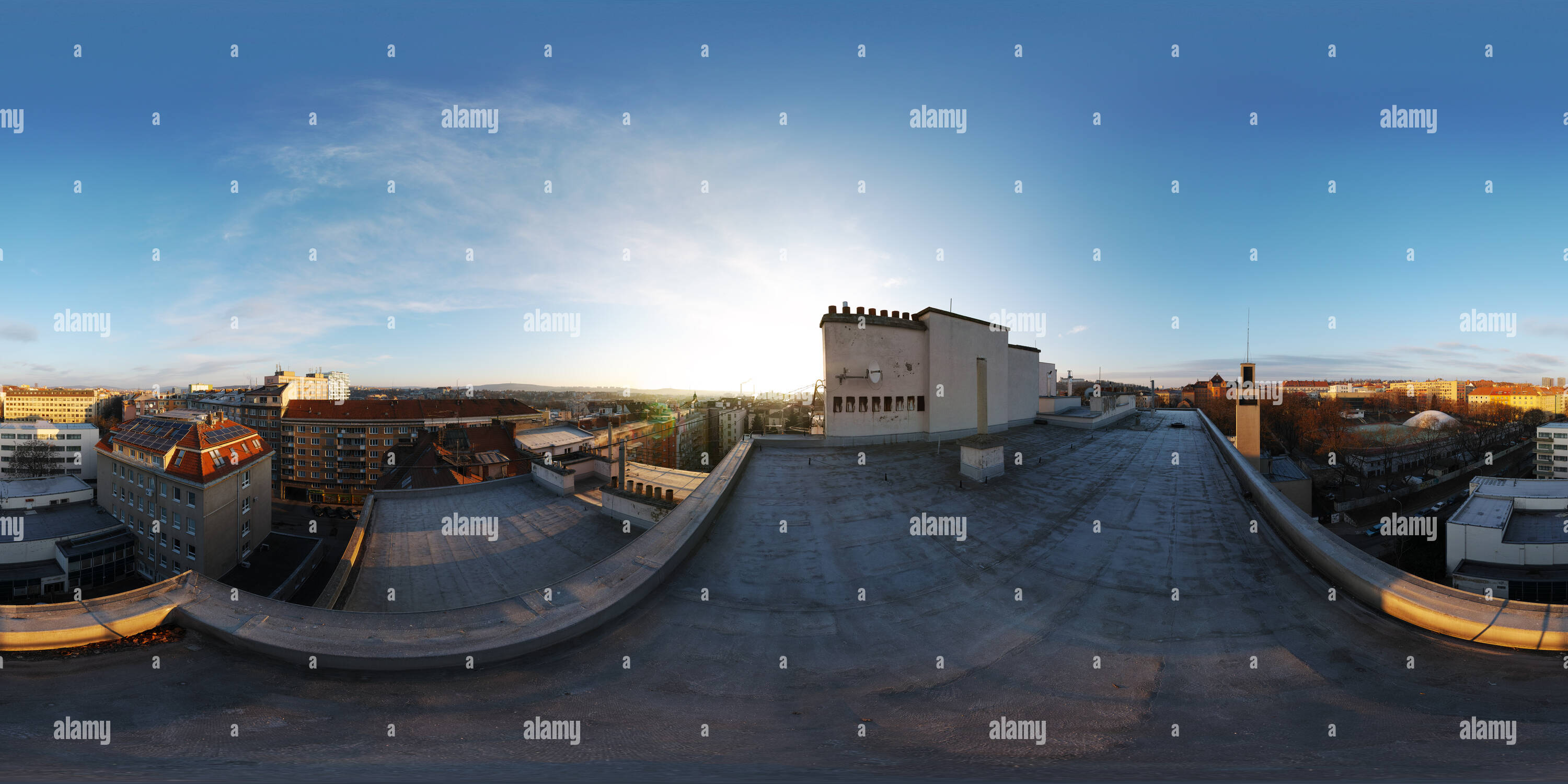 360 Grad Panorama Ansicht von Dach Botanicka Straße, Brünn