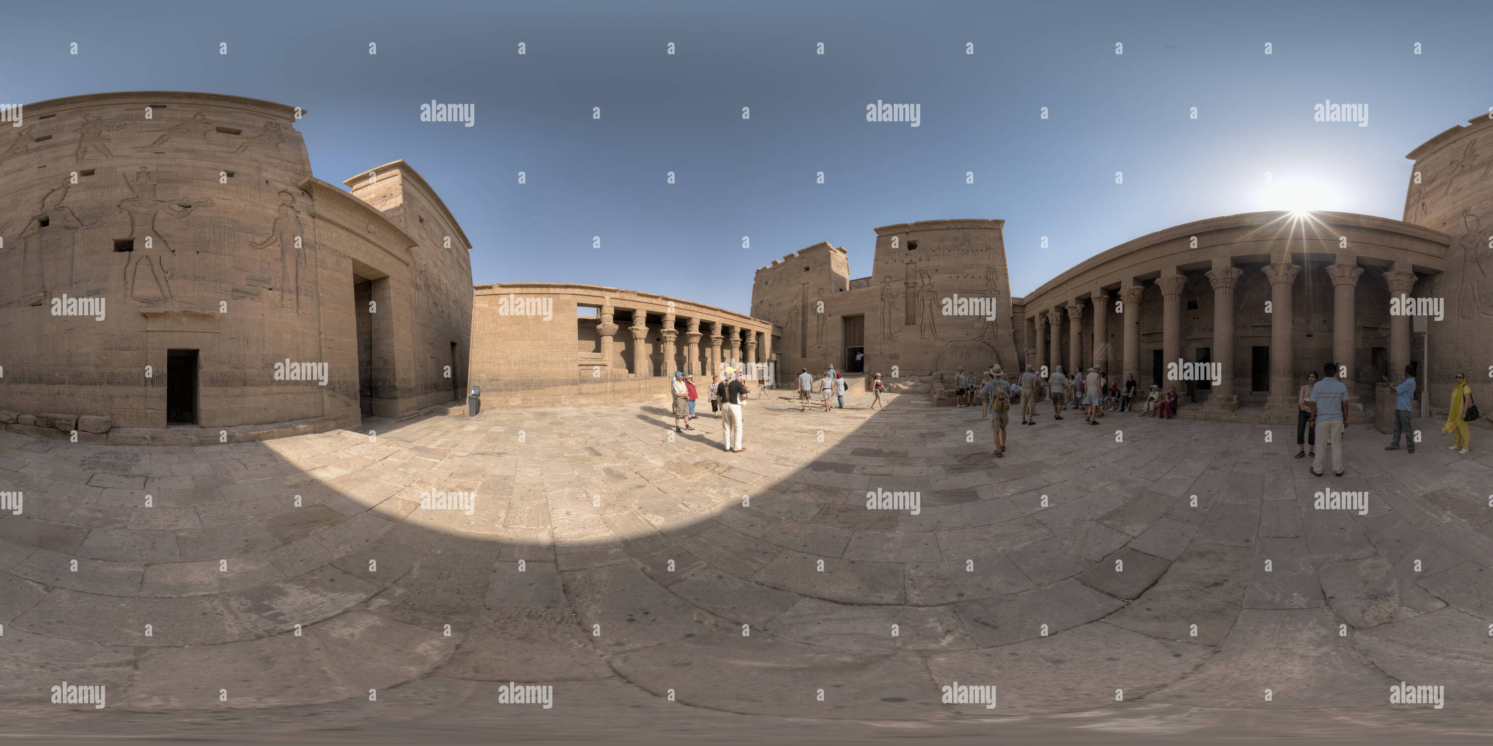 360 Grad Panorama Ansicht von Philae Tempel auf dem Nil in der Nähe von Aswan