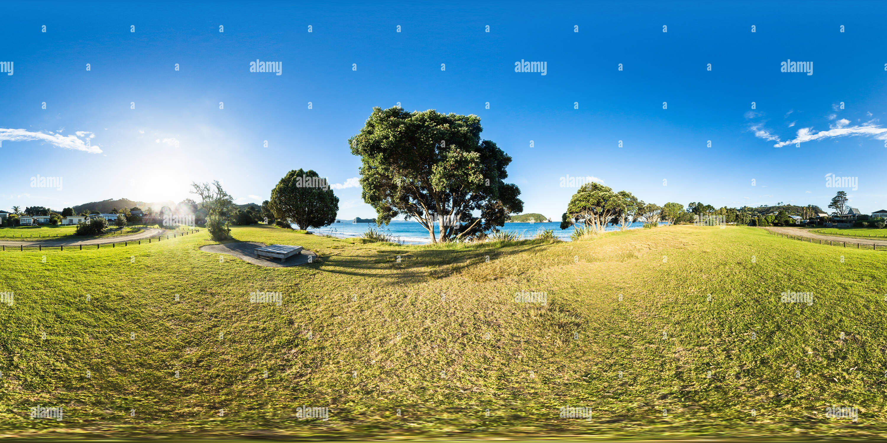 360 Grad Panorama Ansicht von Erleichterung bei Hahei Beach - Coromandel Halbinsel - Waikato, Neuseeland