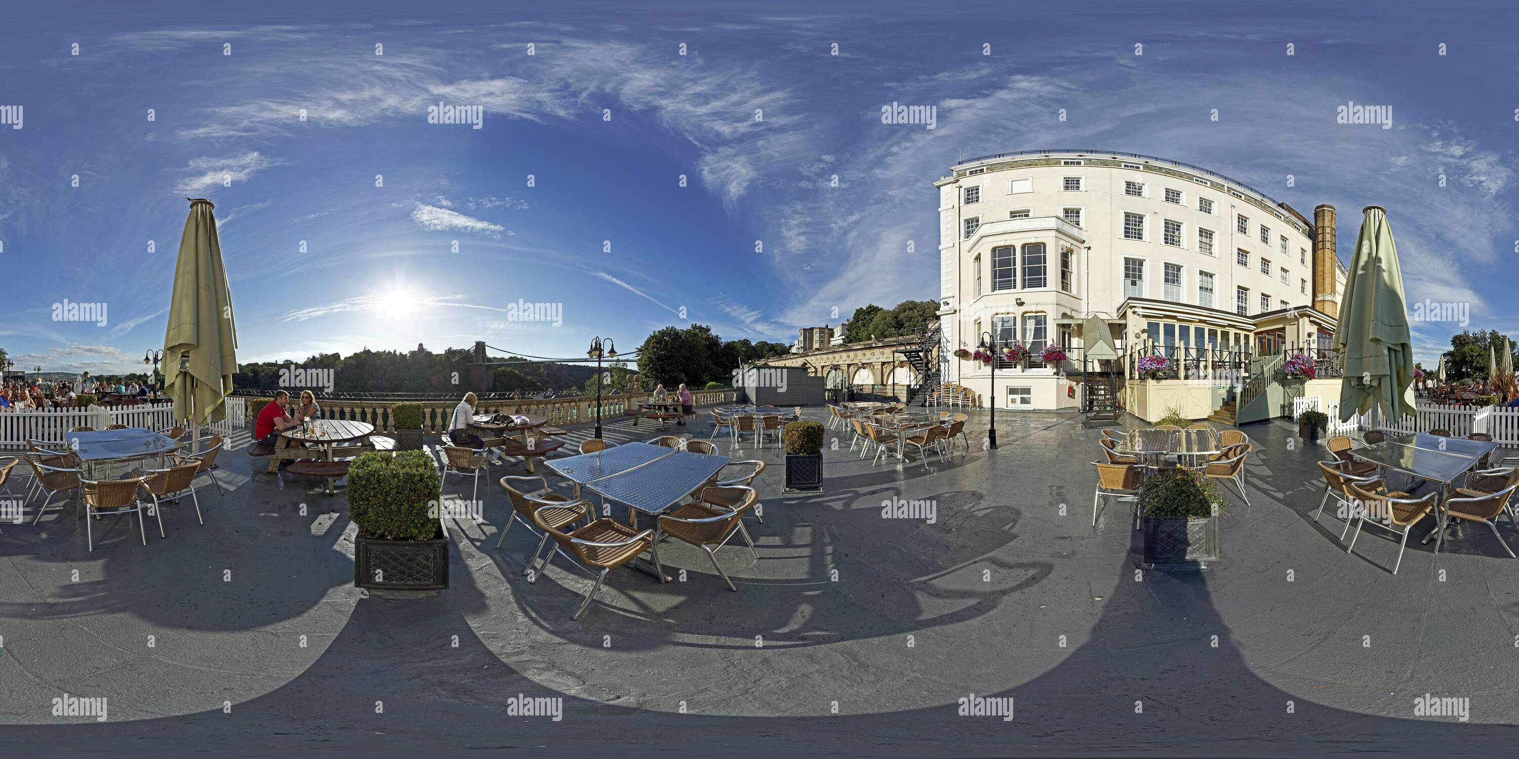 360 Grad Panorama Ansicht von Bristol, Avon Gorge Hotel, Terrasse, Aussicht 1.