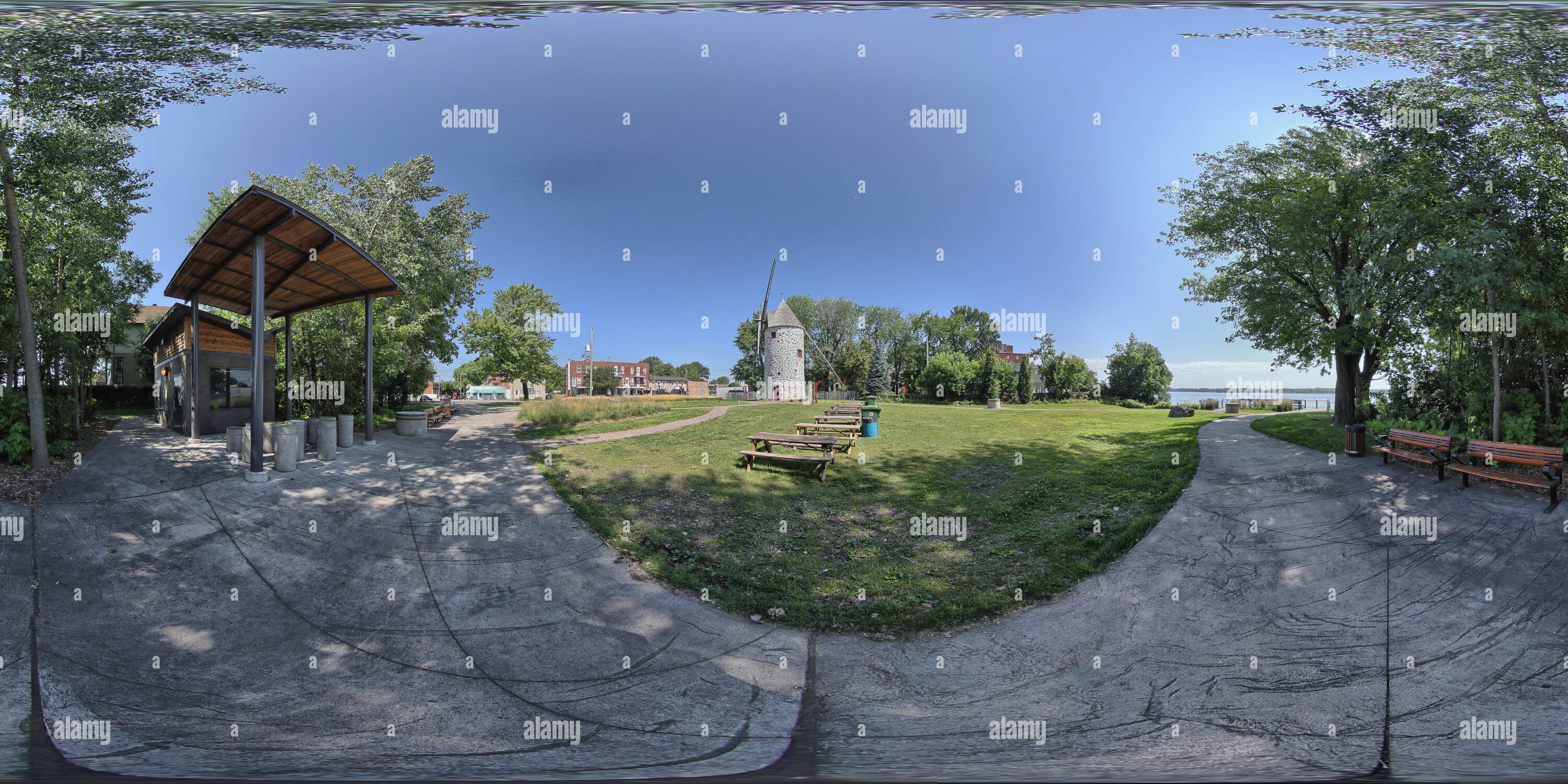 360 Grad Panorama Ansicht von Pointe-aux-Zittert alte Windmühle Park, Montreal