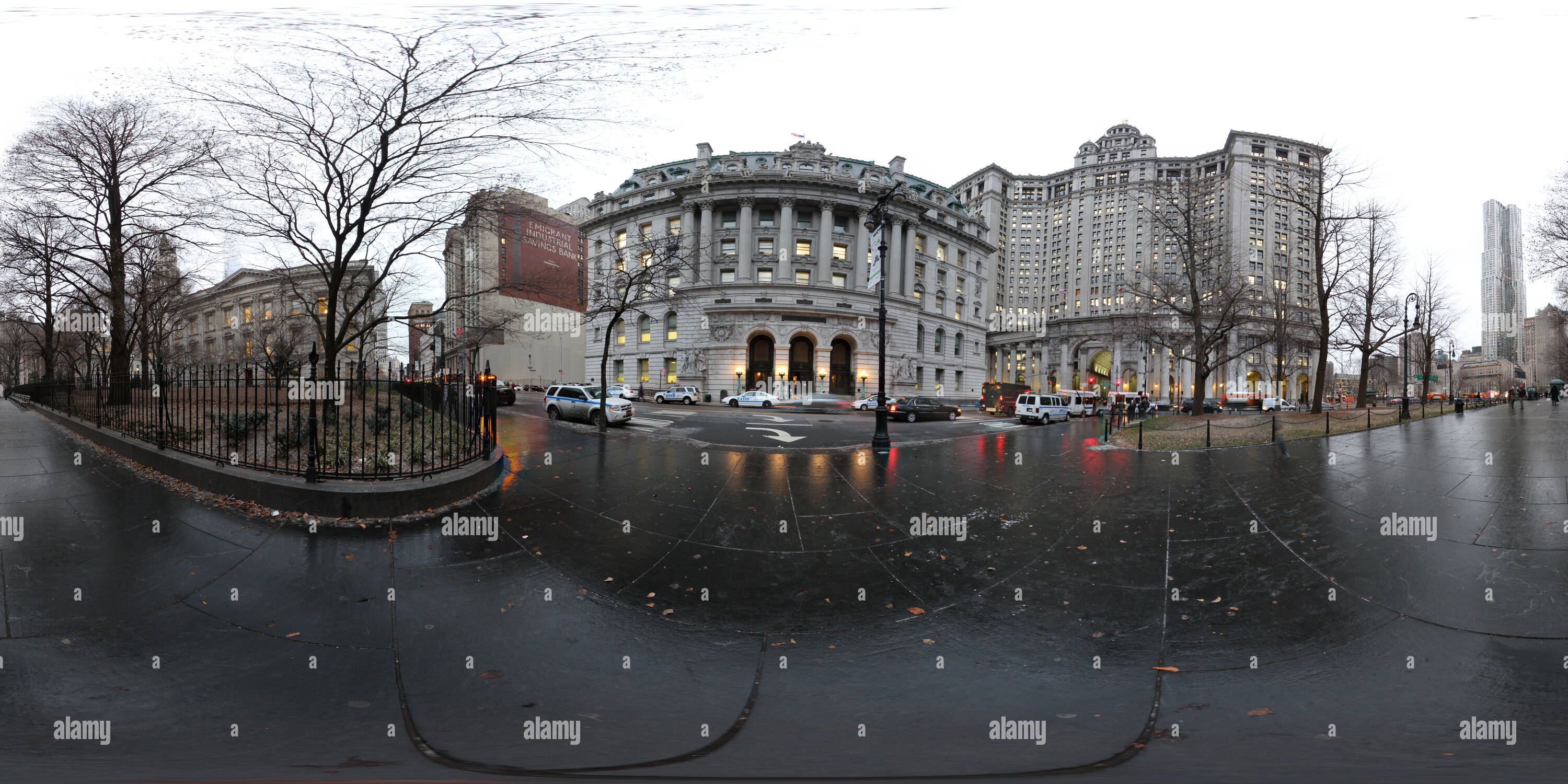 360 Grad Panorama Ansicht von City Hall Park, New York City, New York,