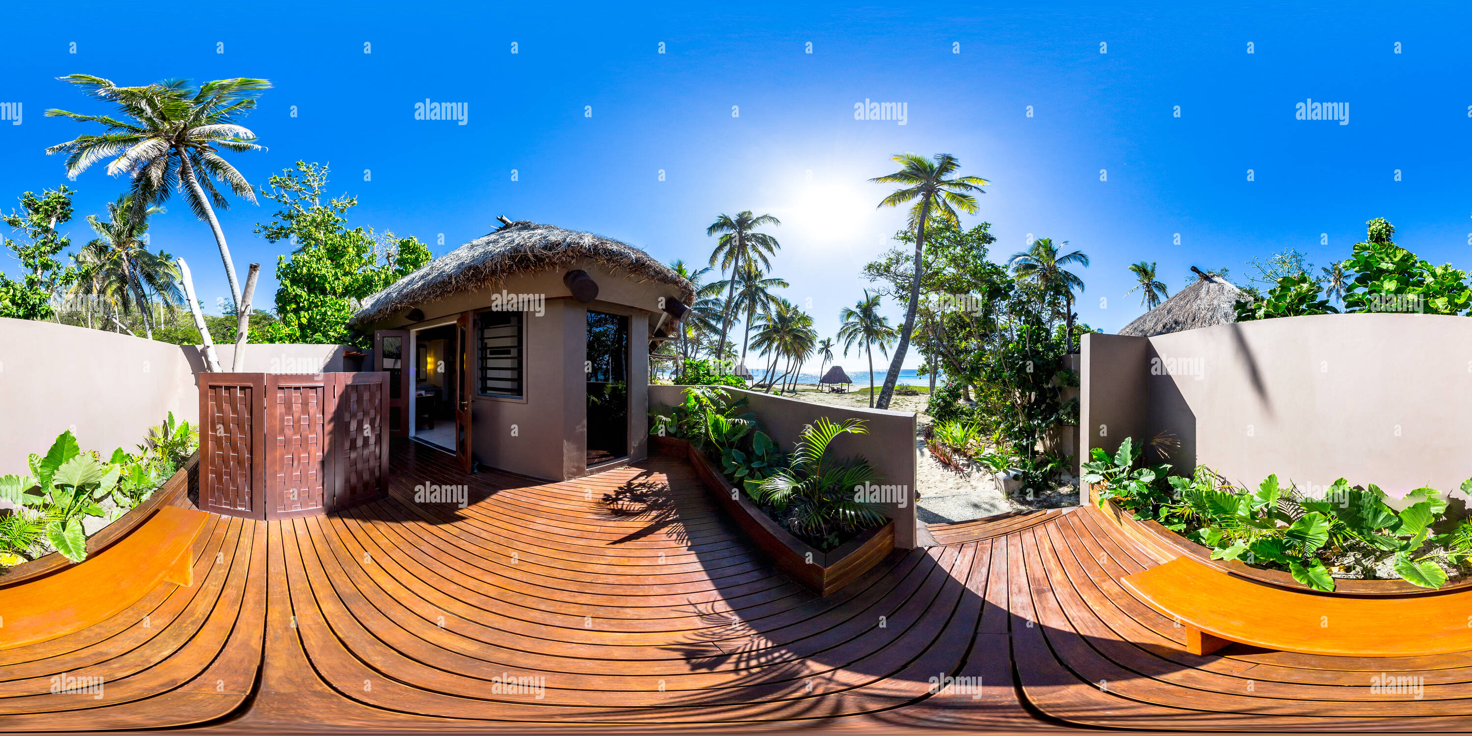 360 Grad Panorama Ansicht von Deluxe Beachfront Bure - Zugang zum Strand - Yasawa Island Resort & Amp; Spa - Yasawa Island - Fidschi Inseln