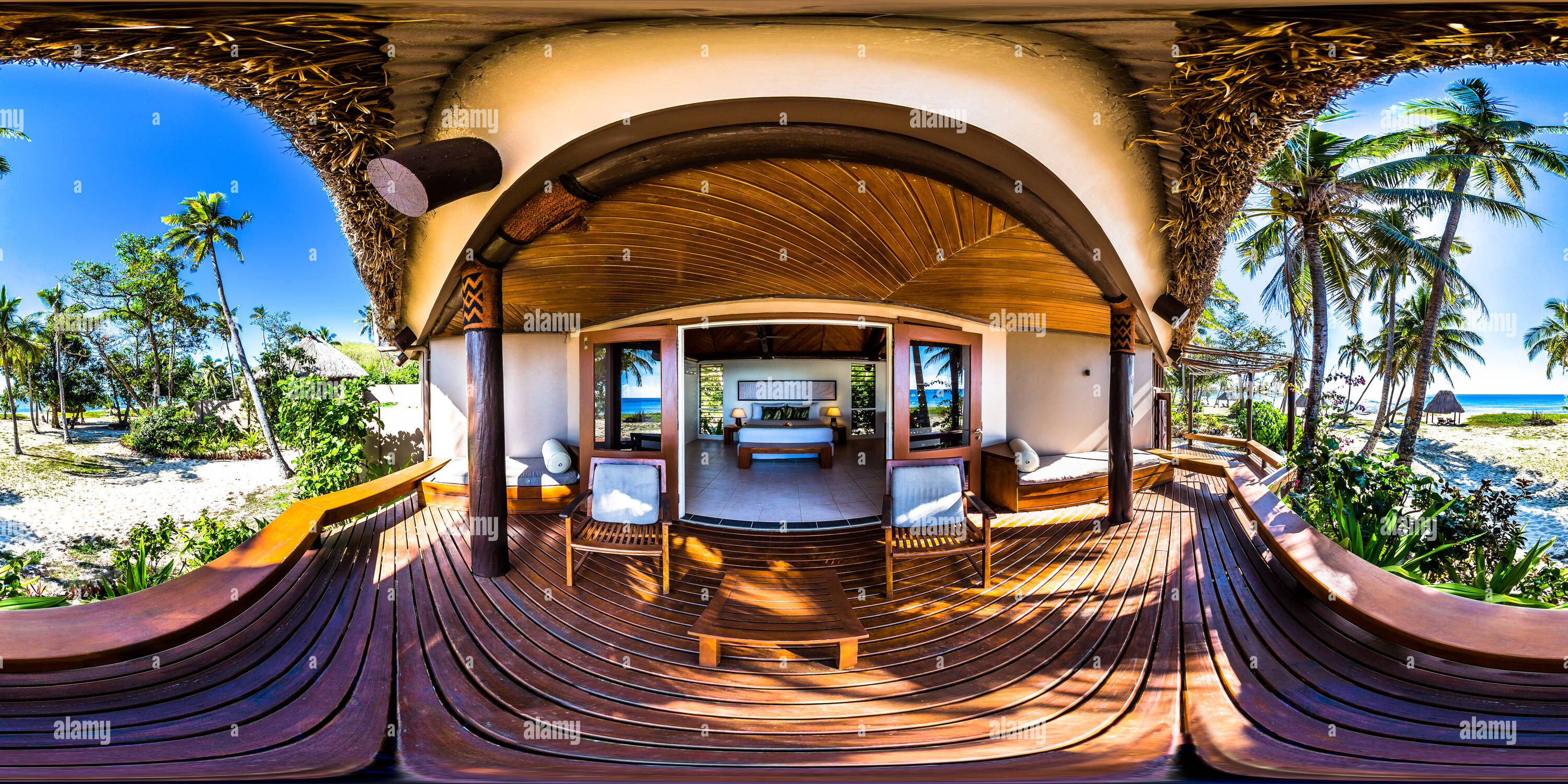 360 Grad Panorama Ansicht von Deluxe Beachfront Bure - Terrasse - Yasawa Island Resort & Amp; Spa - Yasawa Island - Fidschi Inseln