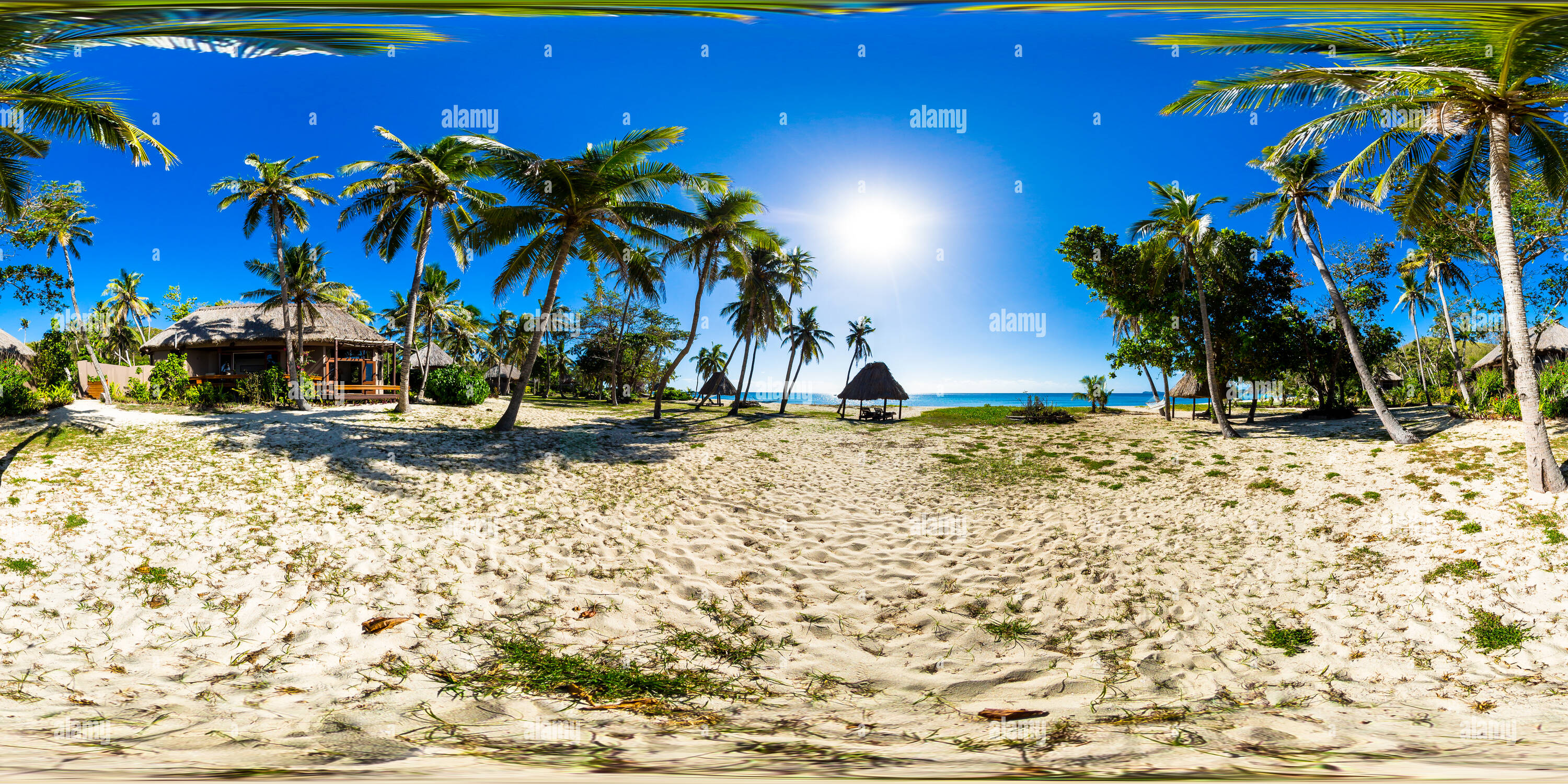 360 Grad Panorama Ansicht von Deluxe Beachfront Bure - Hängematte - Yasawa Island Resort & Amp; Spa - Yasawa Island - Fidschi Inseln