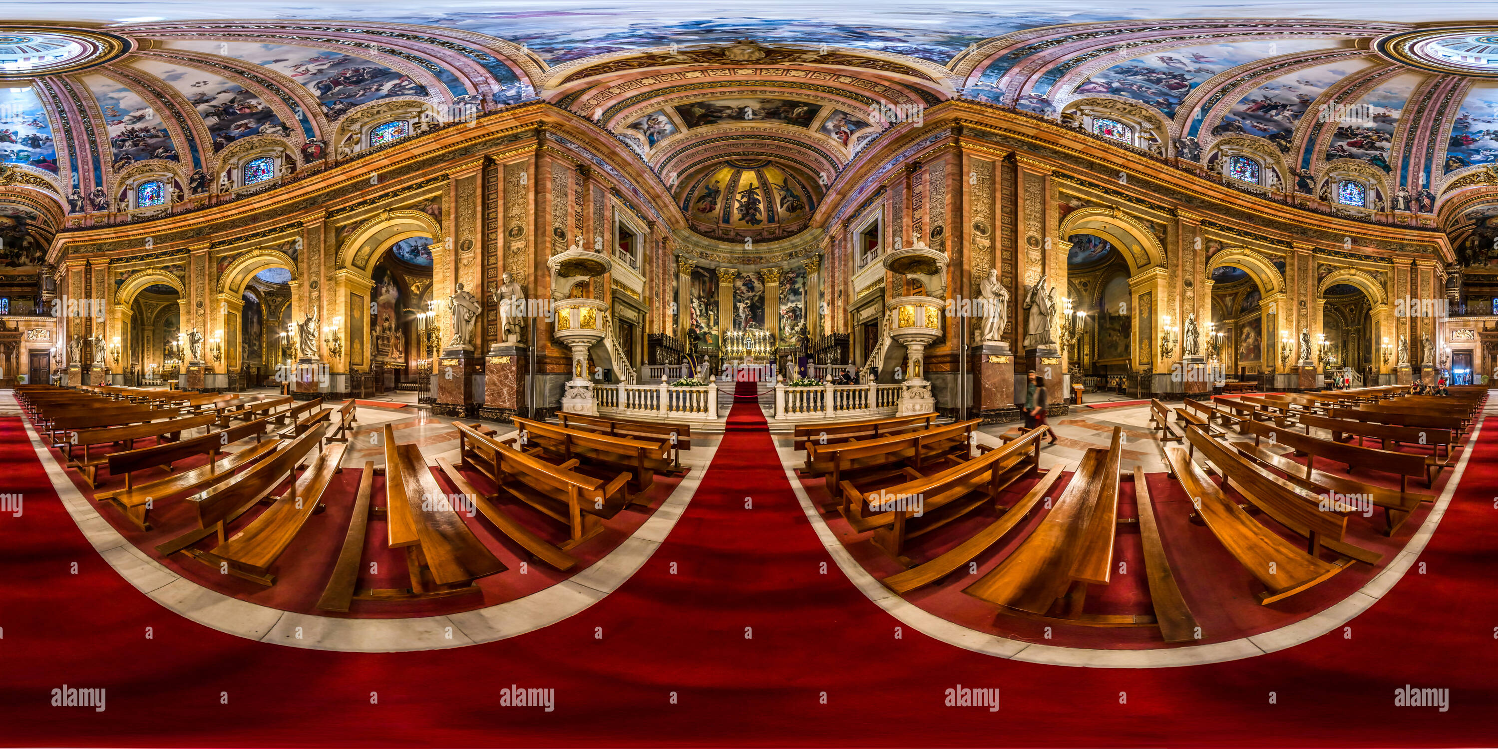 360 Grad Panorama Ansicht von Real Basílica de San Francisco El Grande, Madrid, 2015.
