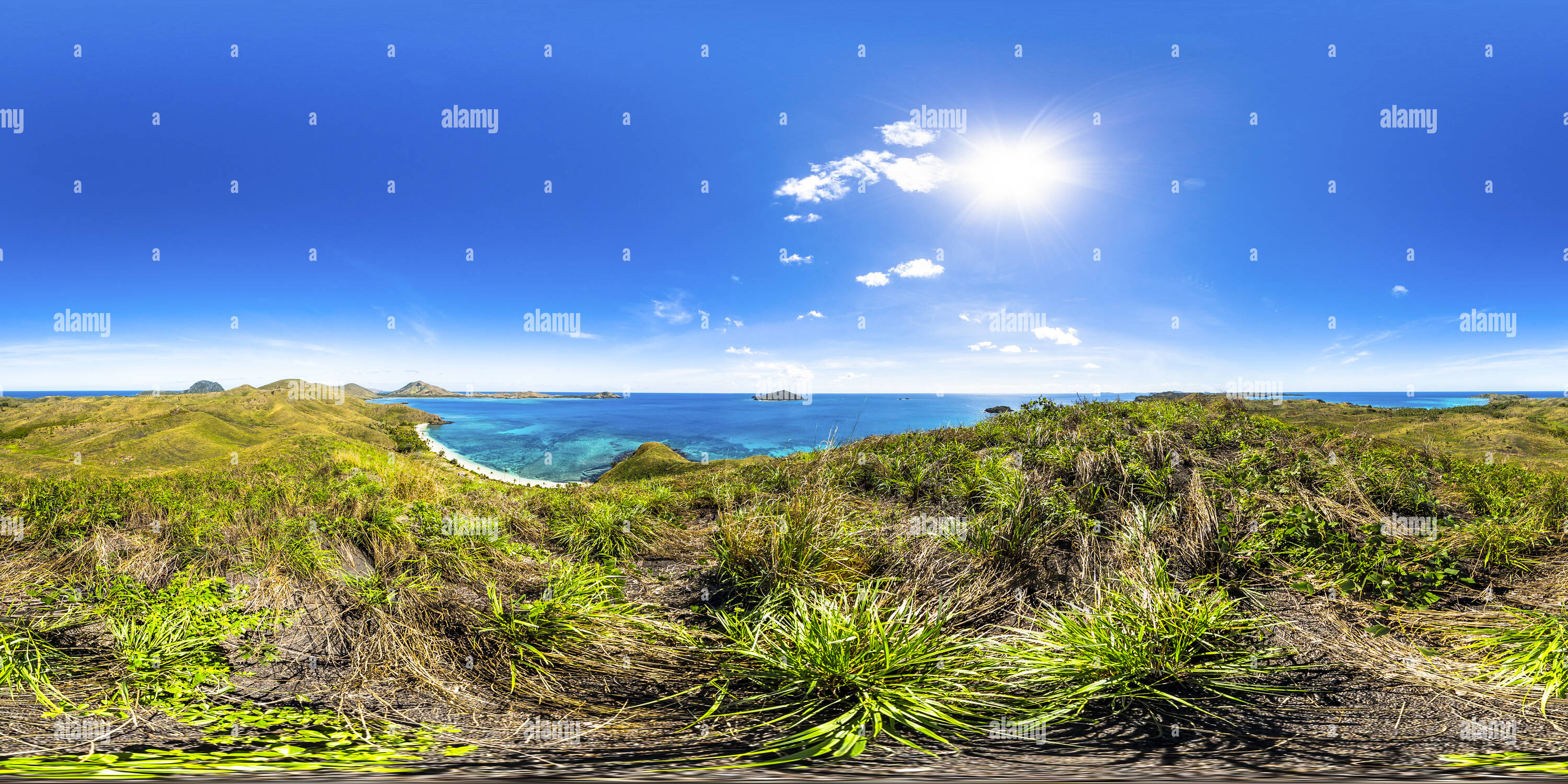 360 Grad Panorama Ansicht von Ausblick auf das Paradies Strand 3 bei Yasawa Island Resort - Yasawa Island - Fidschi Inseln