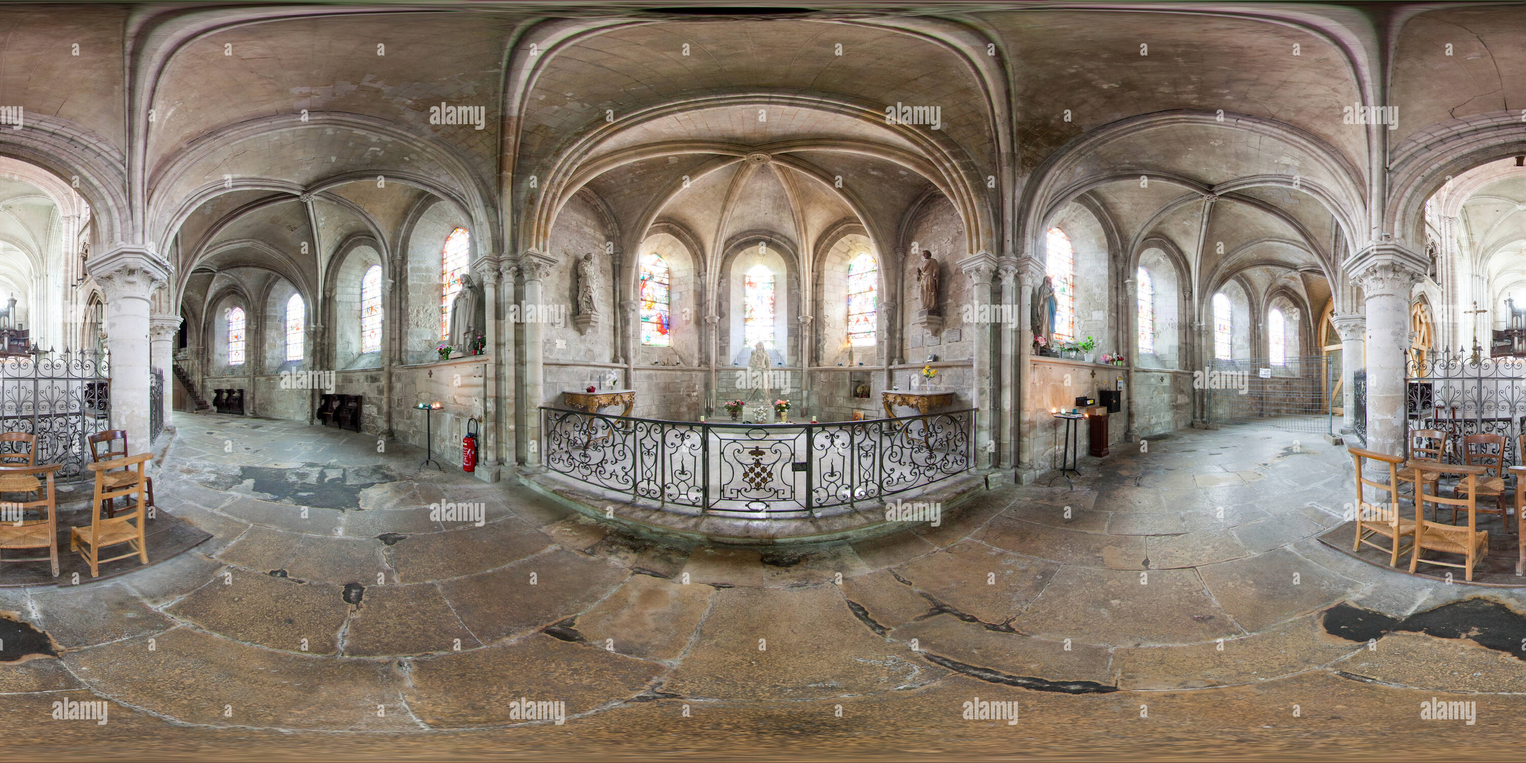 360 Grad Panorama Ansicht von Église Saint-Laurent-Médoc du Petit-Andely