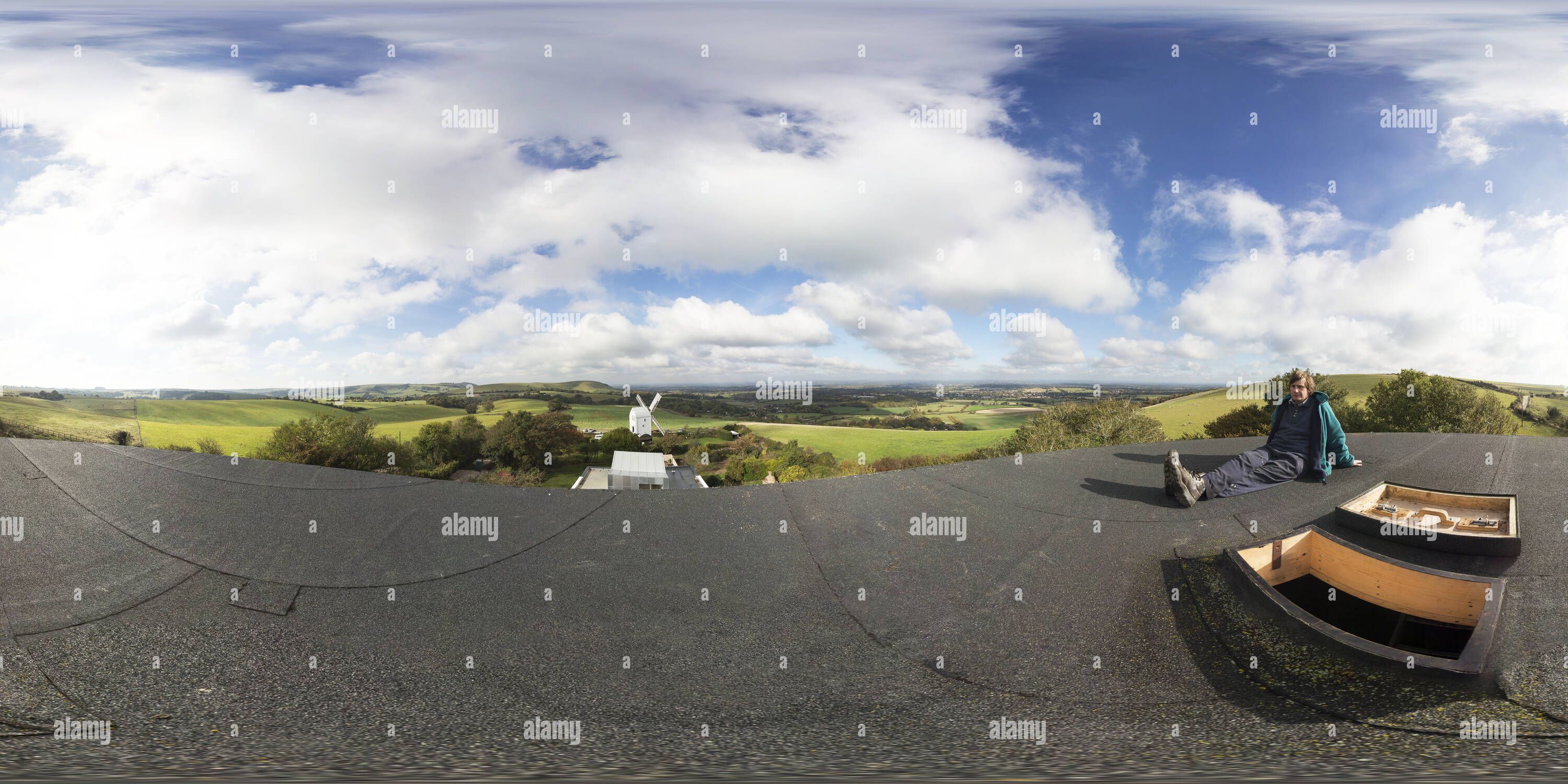 360 Grad Panorama Ansicht von Die Aussicht von oben von Jack Windmühle auf dem South Downs