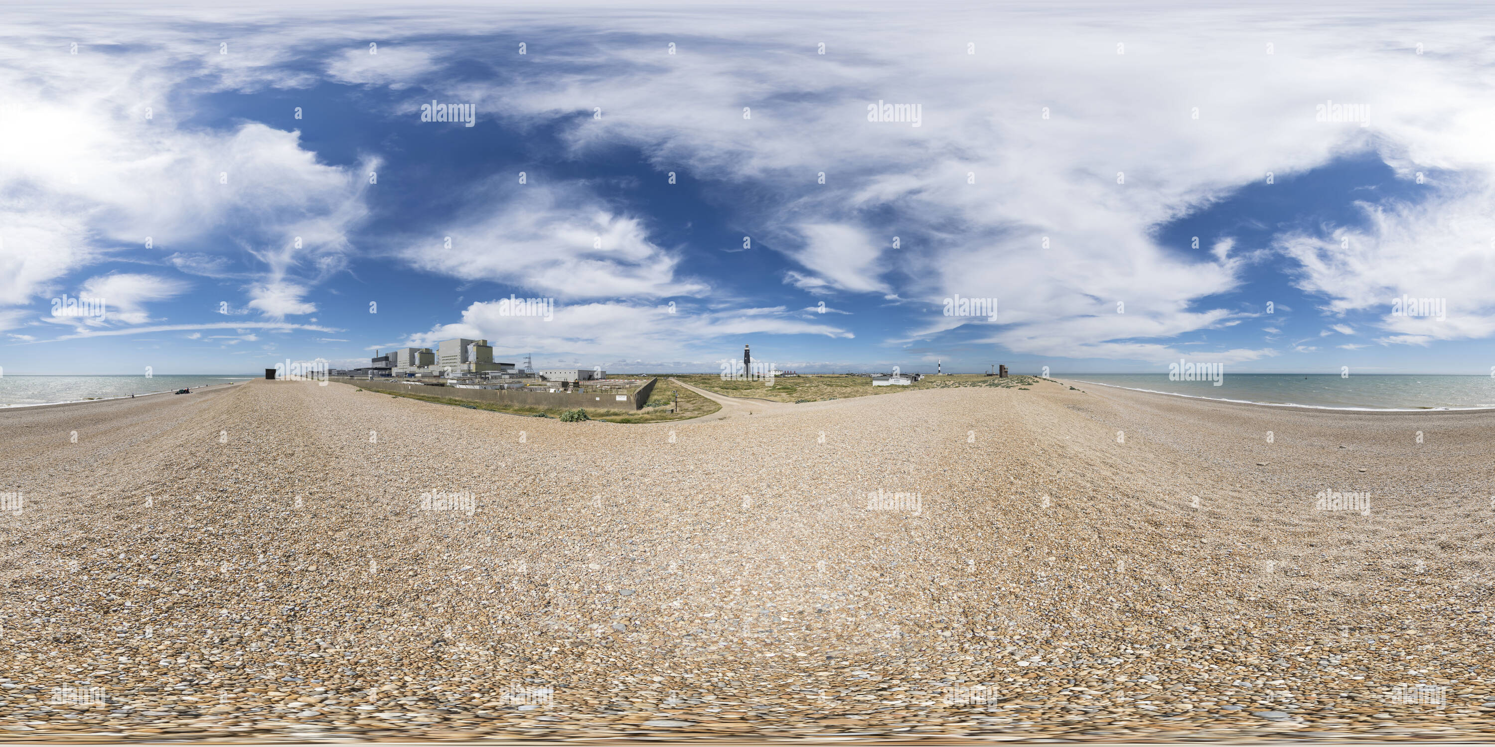 360 Grad Panorama Ansicht von Dungeness Seascape, Kent