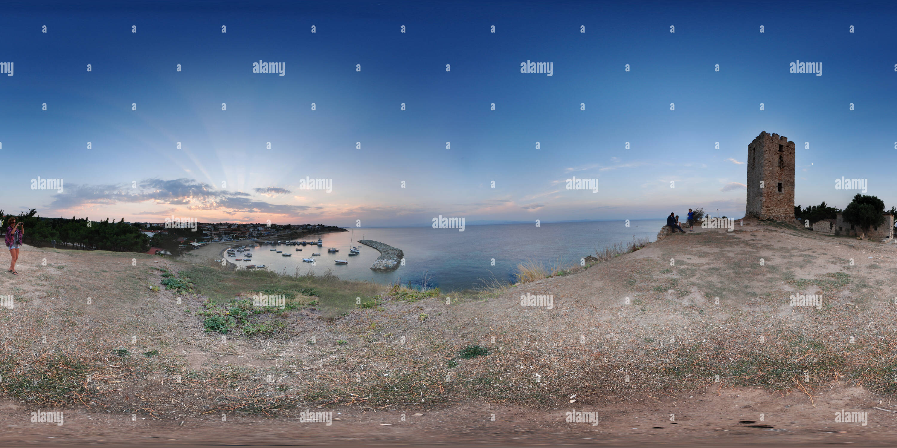 360 Grad Panorama Ansicht von Nea Fokea byzantinischen Turm