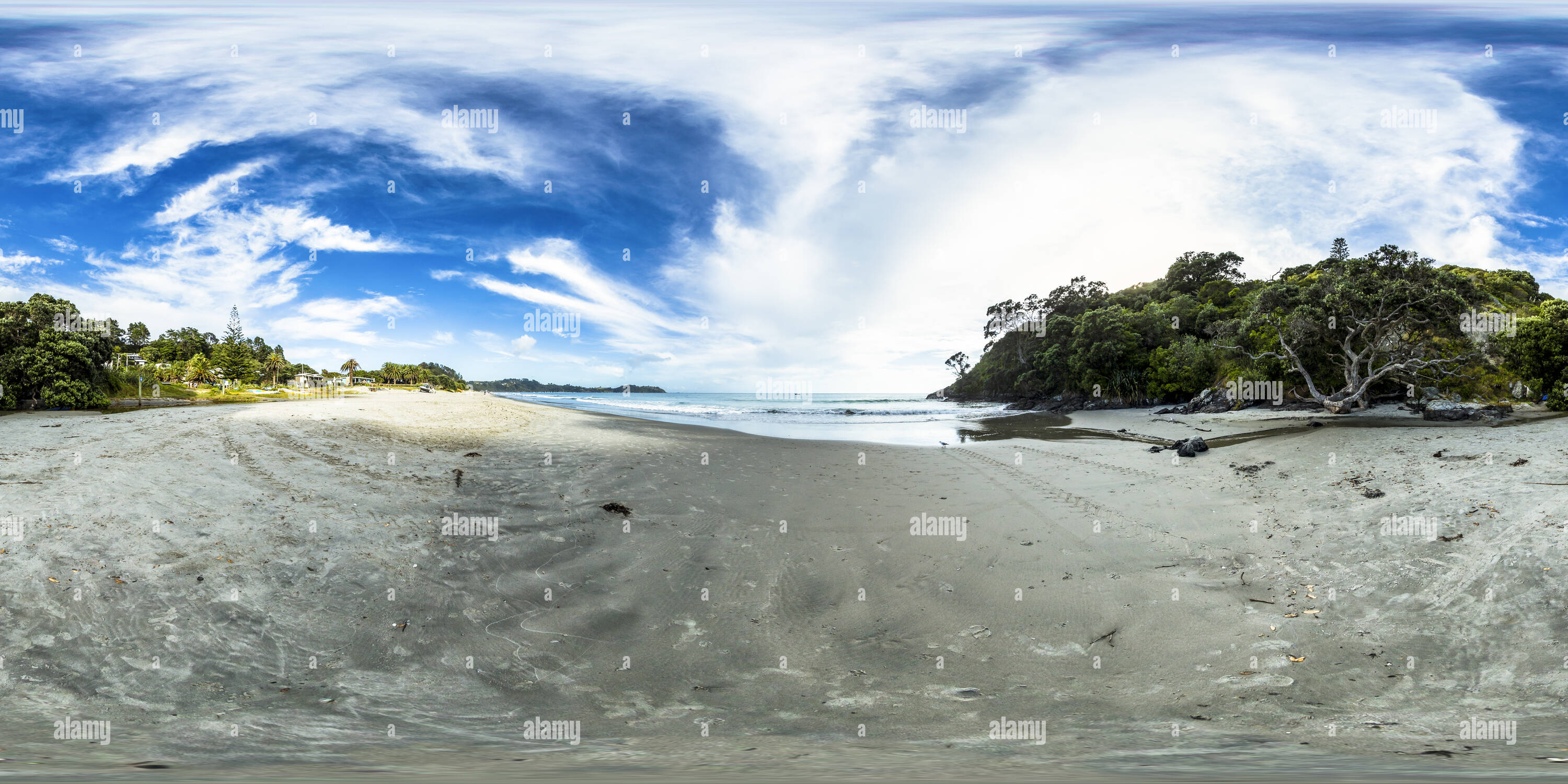 360 Grad Panorama Ansicht von Onetangi Beach - Waiheke Island Auckland - Golf von Hauraki - Neuseeland