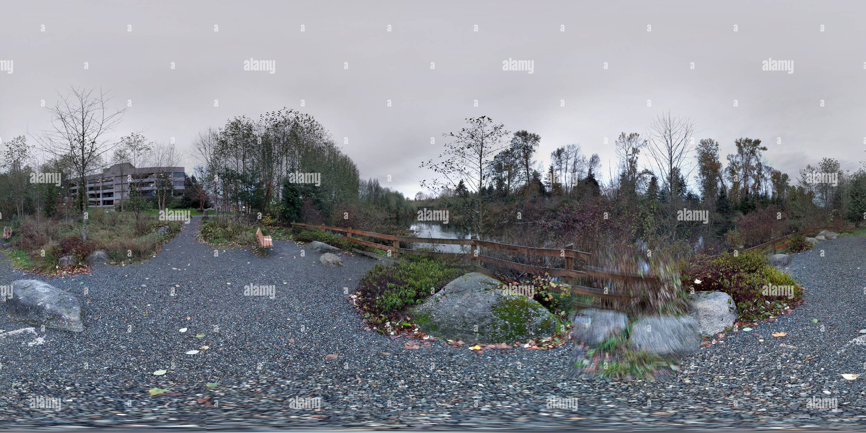 360 Grad Panorama Ansicht von Entlang der Sammamish Fluss in Redmond, Washington, USA