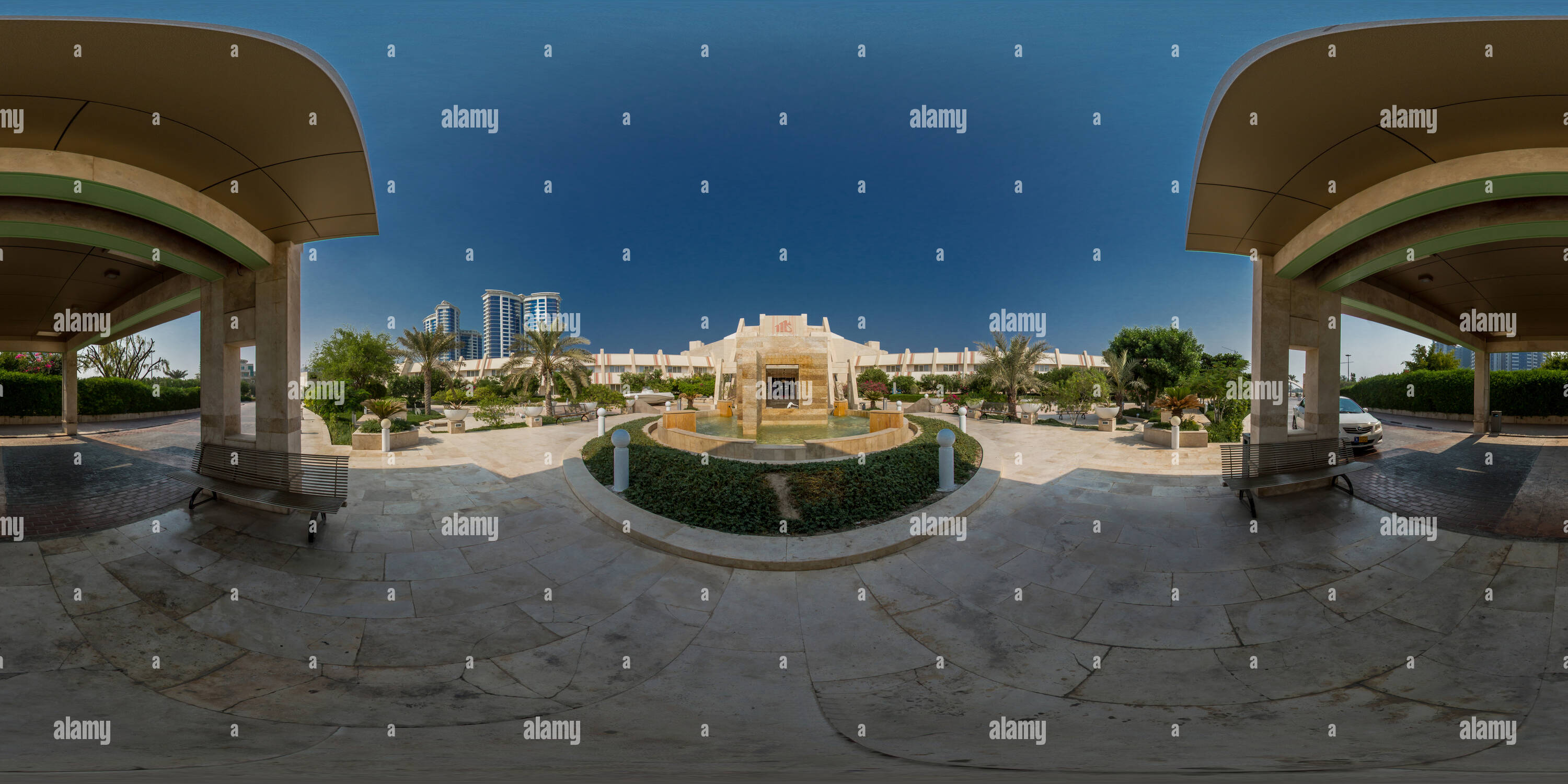 360 Grad Panorama Ansicht von Insel Kish Kish Hotel Marina Park Hotel Kis Marina Park Garten 03.