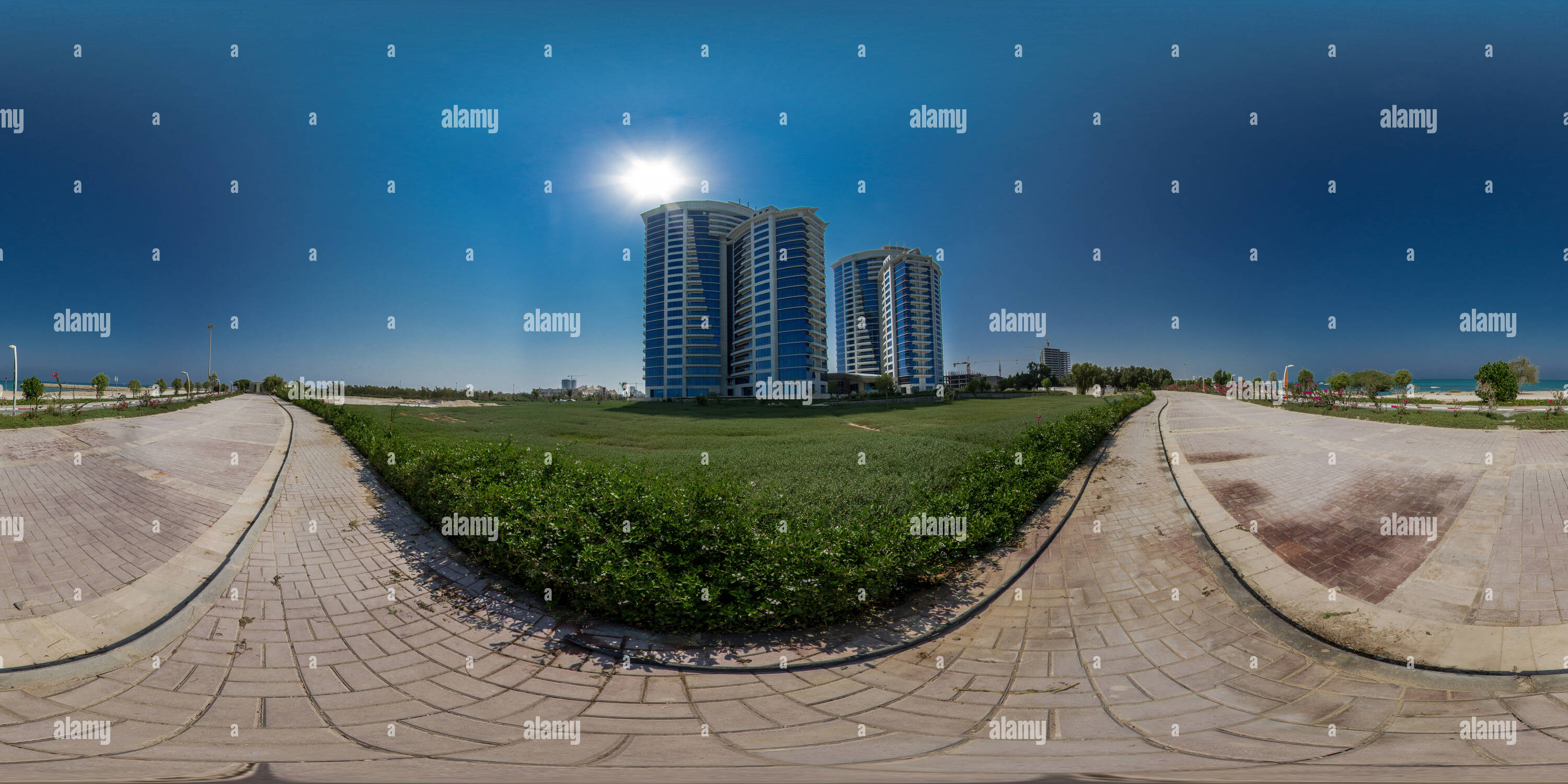 360 Grad Panorama Ansicht von Insel Kish Kish Twin Towers Kis Strand Anboohsazane Homaye Teheran Prime Property Entwickler