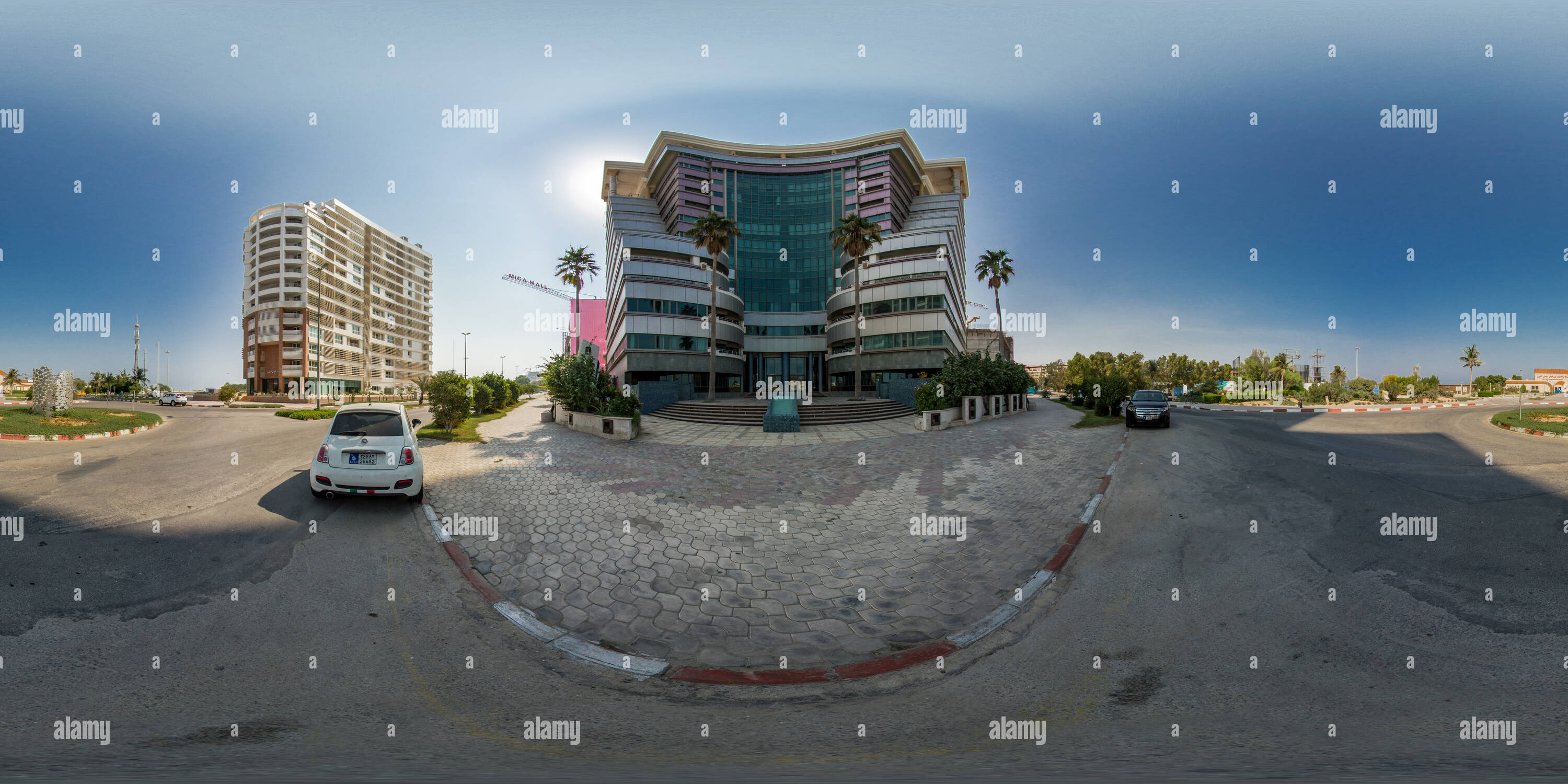 360 Grad Panorama Ansicht von Insel Kish Kish Atlas komplexe Kis Street Cafe Mi, 01.