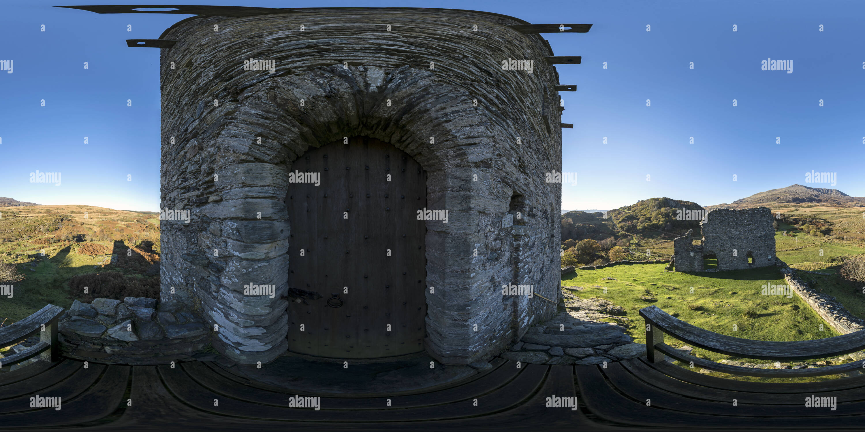 360 Grad Panorama Ansicht von Der Bergfried, Dolwyddelan Castle, Conwy