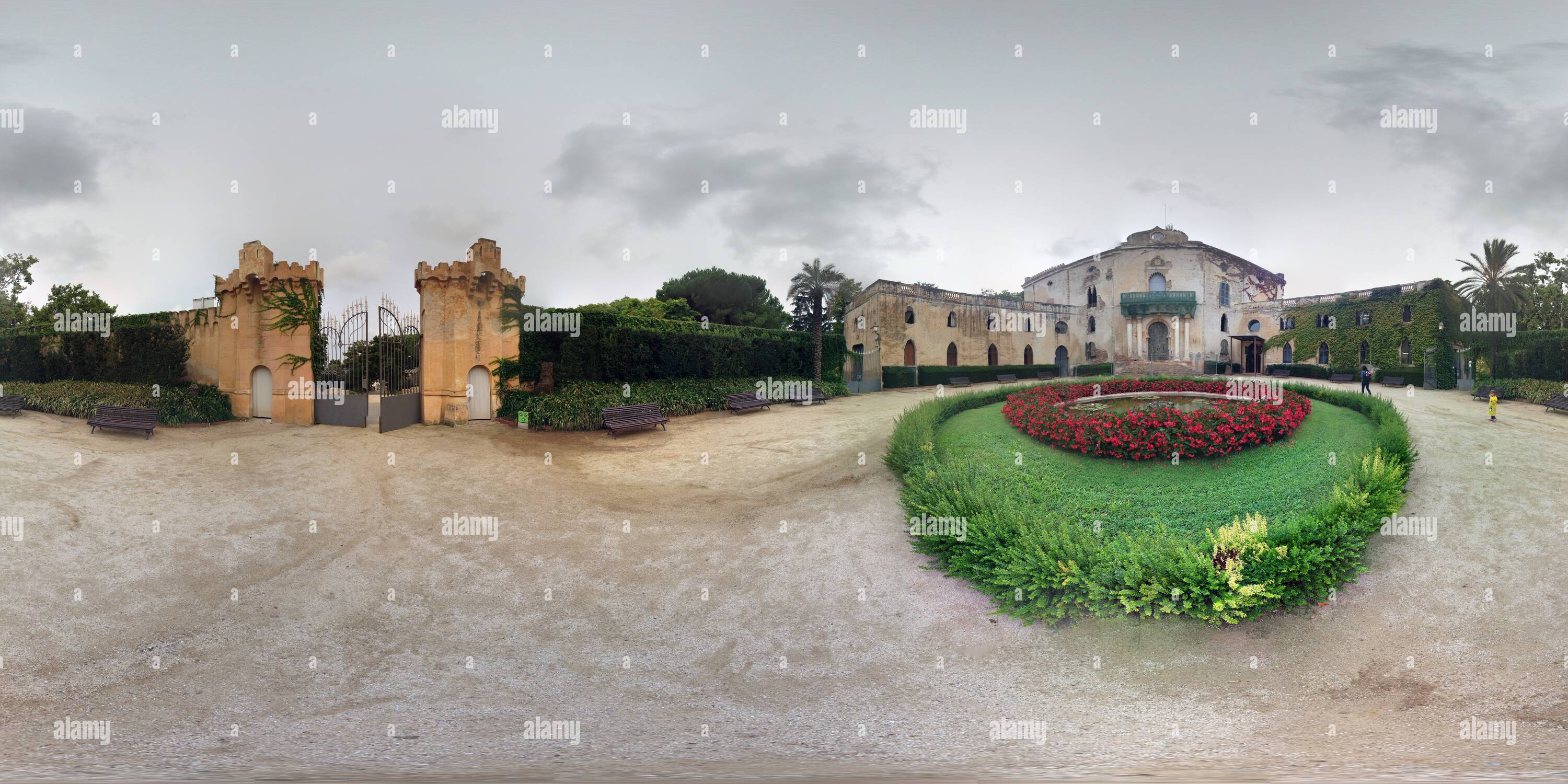 360 Grad Panorama Ansicht von Parc del Laberint d'Horta