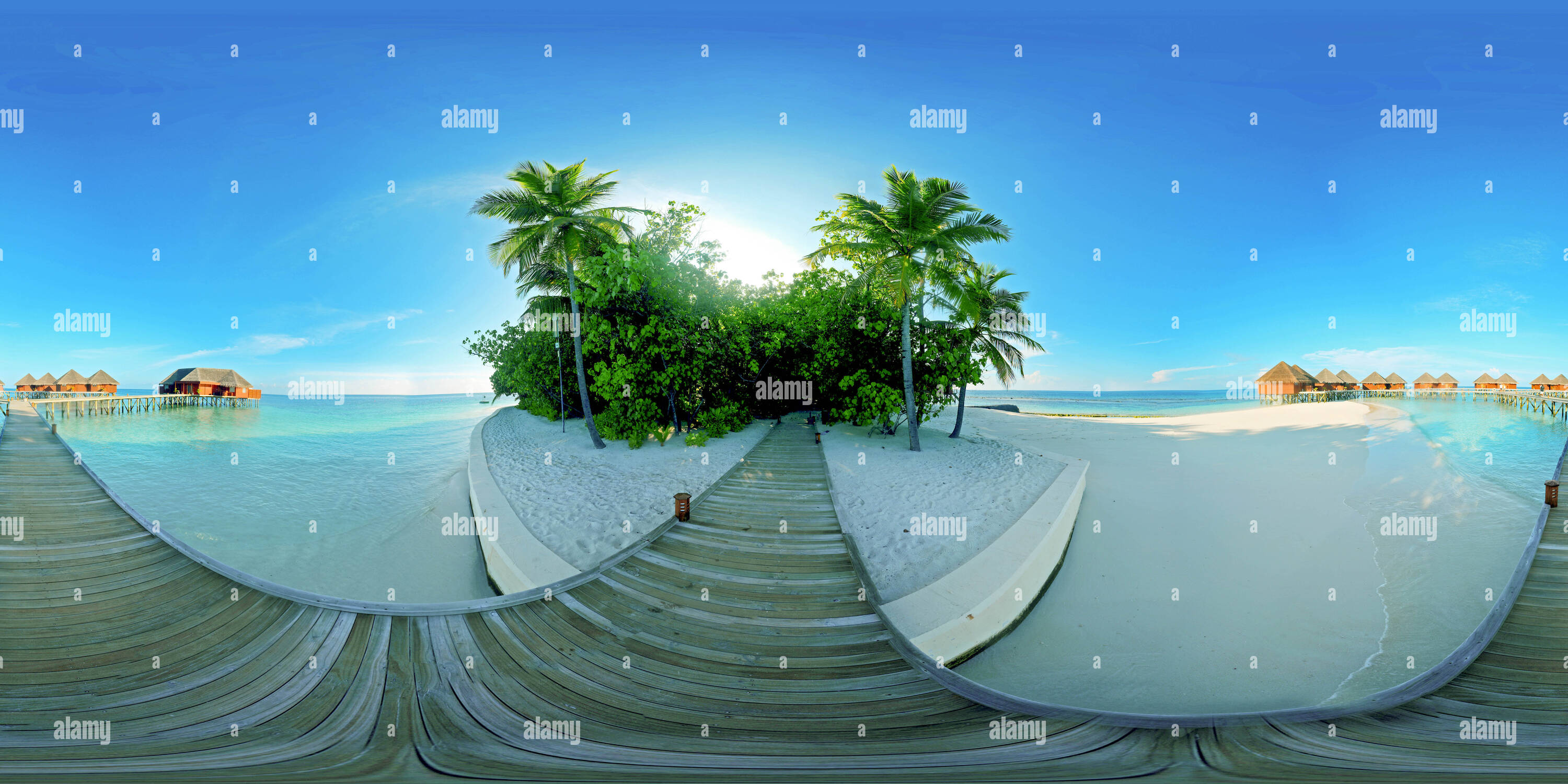 360 Grad Panorama Ansicht von Mirihi Island Strand und Lagune Vila