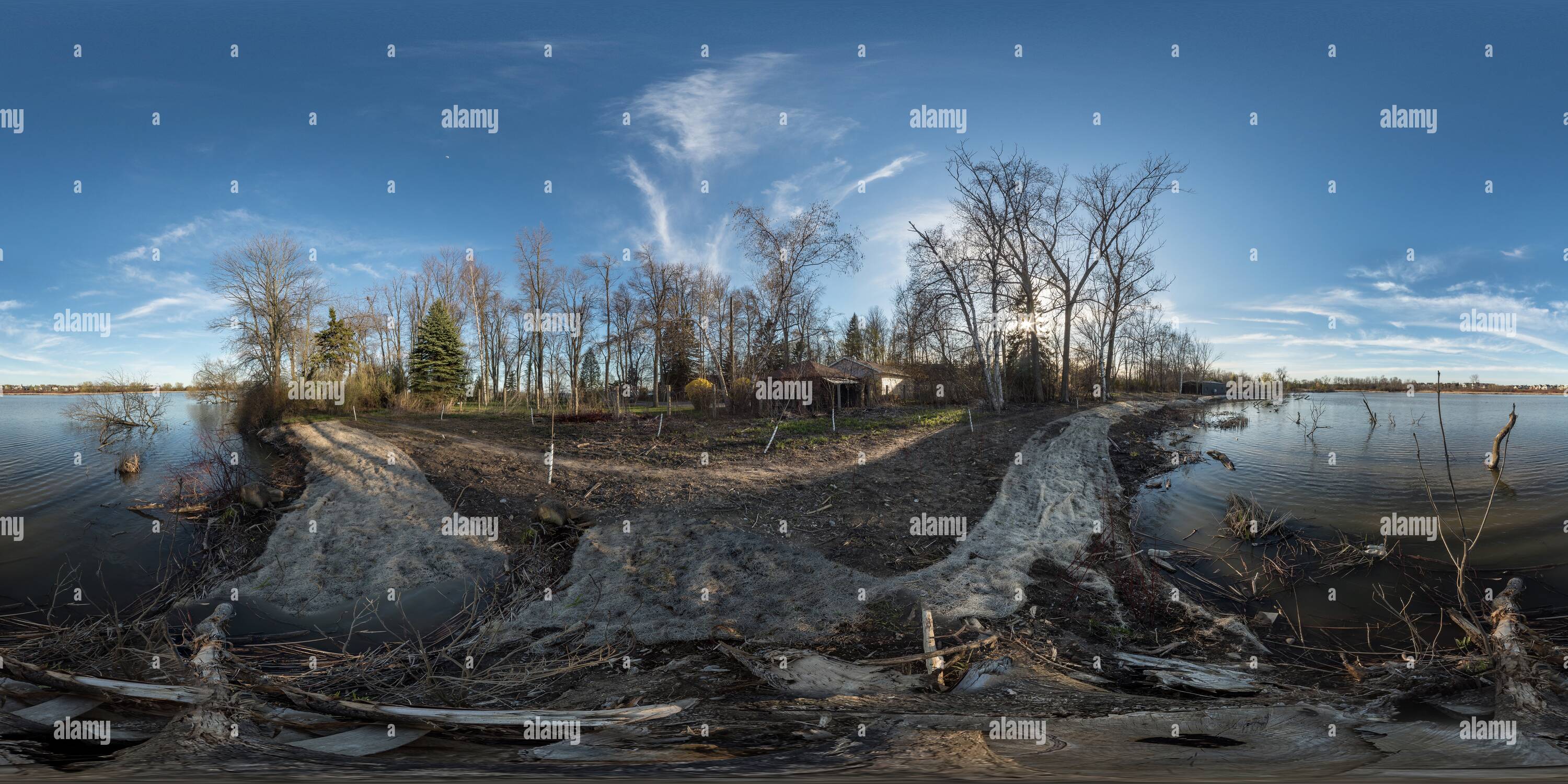 360 Grad Panorama Ansicht von Abend an Carruthers Marsh und Shoal Point, Ajax, AUF