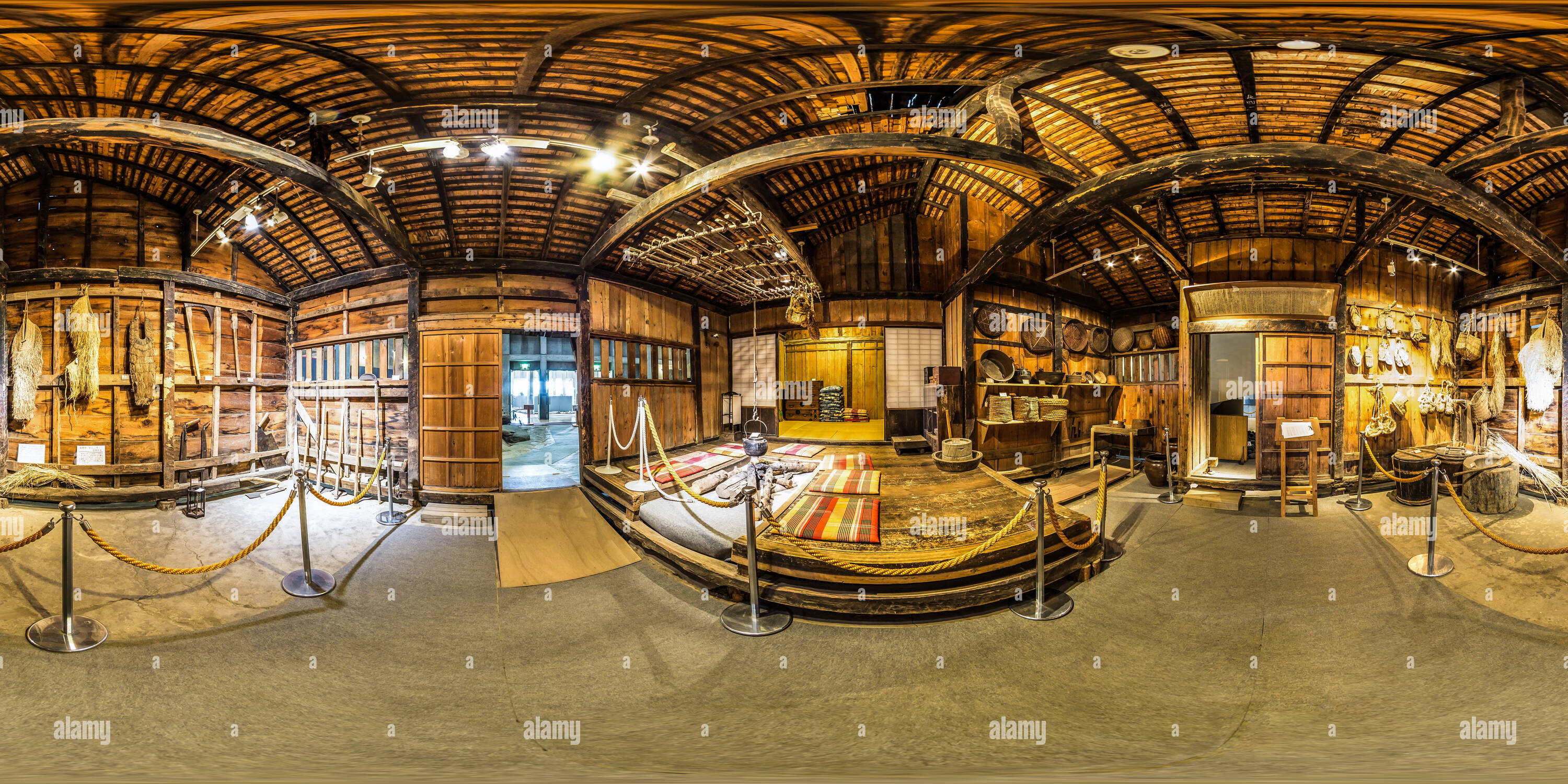 360 Grad Panorama Ansicht von Traditionelles Bauernhaus - furusato Museum JRY-Kamiyubetsu - Hokkaido - Japan