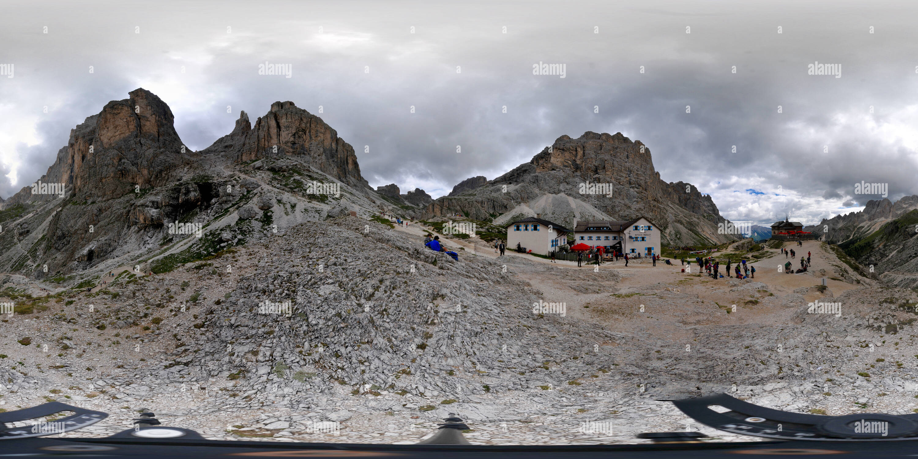 360 Grad Panorama Ansicht von Rifugio Vaiolet, Preuss, Gruppo del Catenaccio.