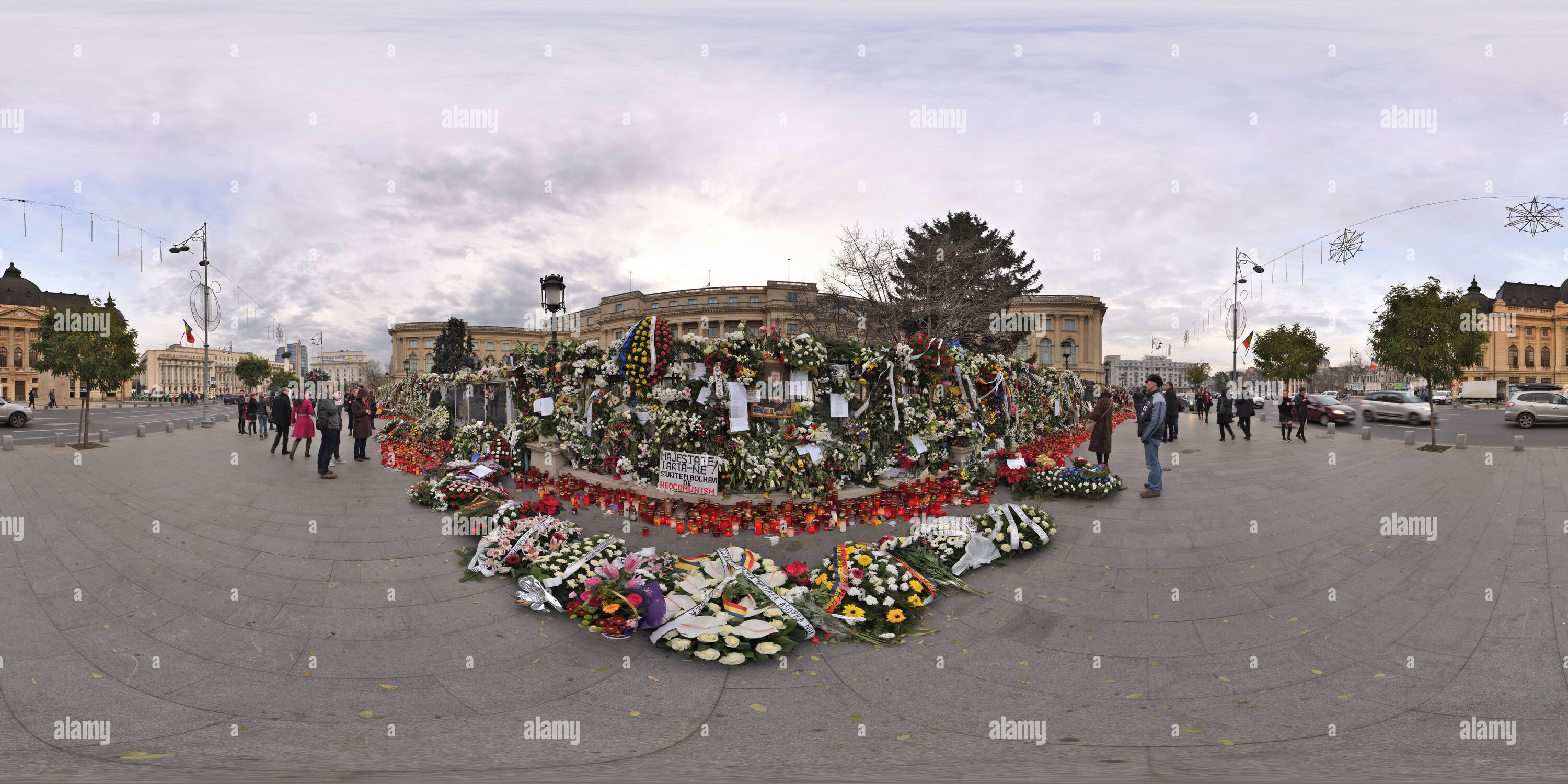 360 Grad Panorama Ansicht von Nationale Trauer nach dem Tod von Michael ich im Royal Palace in Bukarest, Rumänien (1)