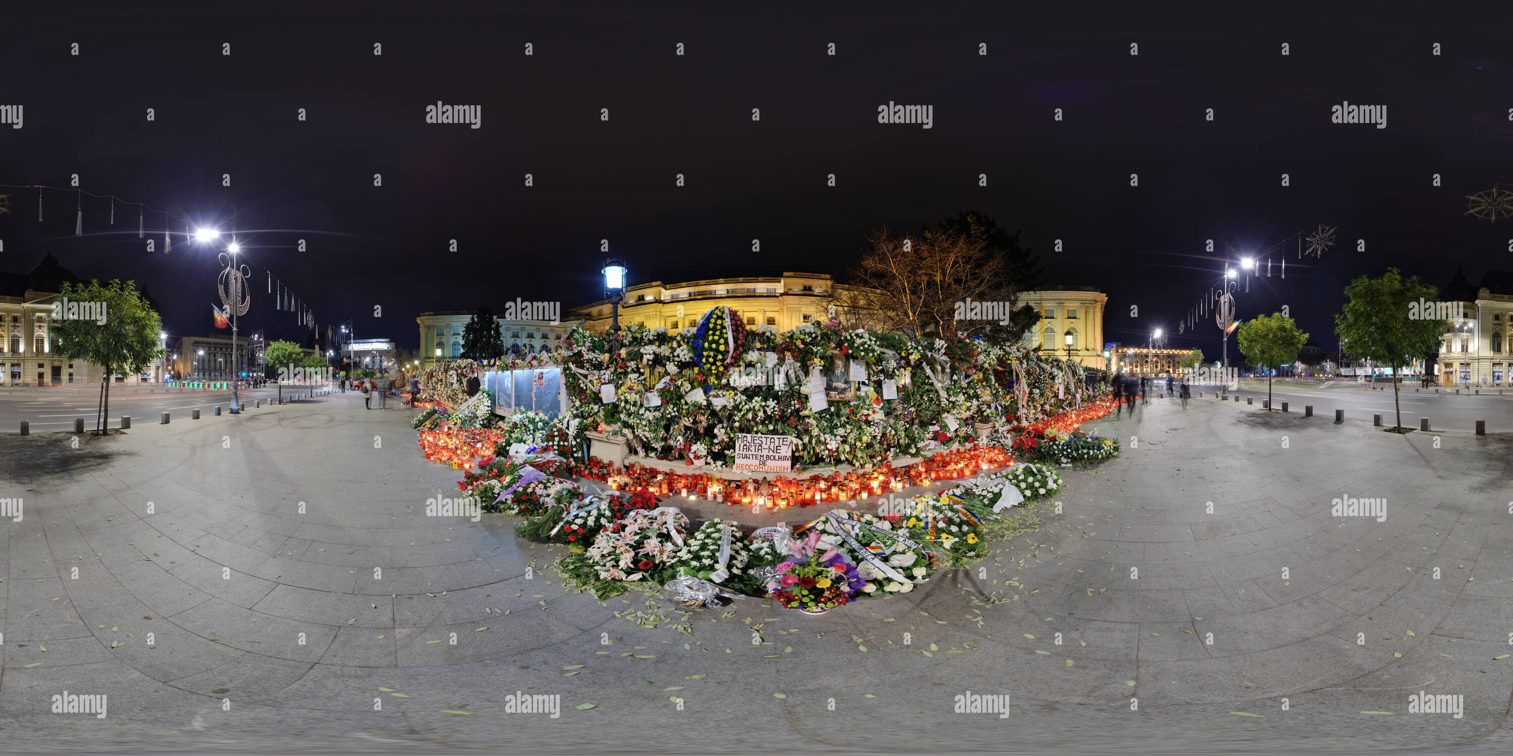 360 Grad Panorama Ansicht von Nationale Trauer nach dem Tod von Michael ich im Royal Palace in Bukarest, Rumänien (4)