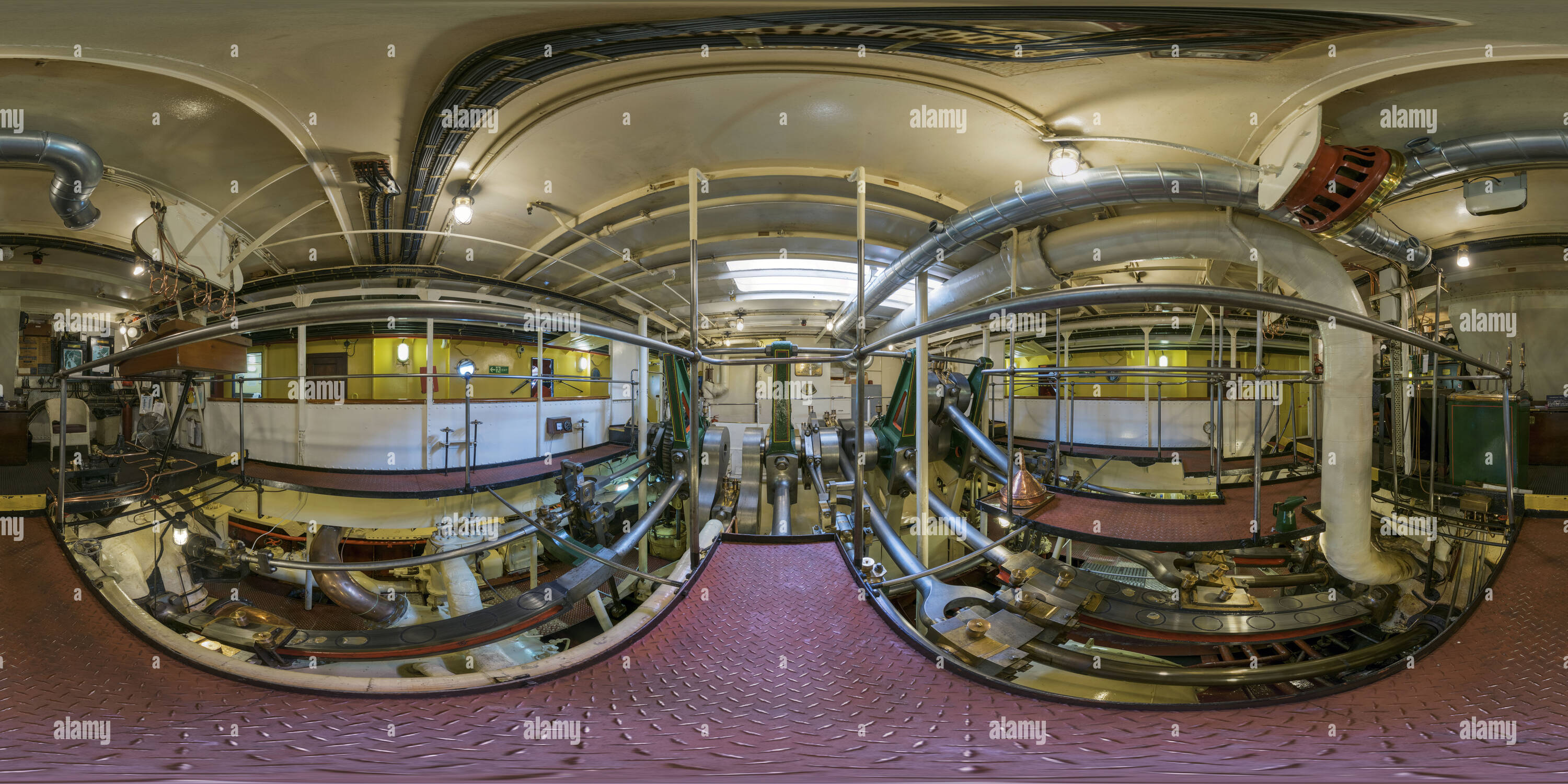 360 Grad Panorama Ansicht von Maschinenraum, Raddampfer Waverley