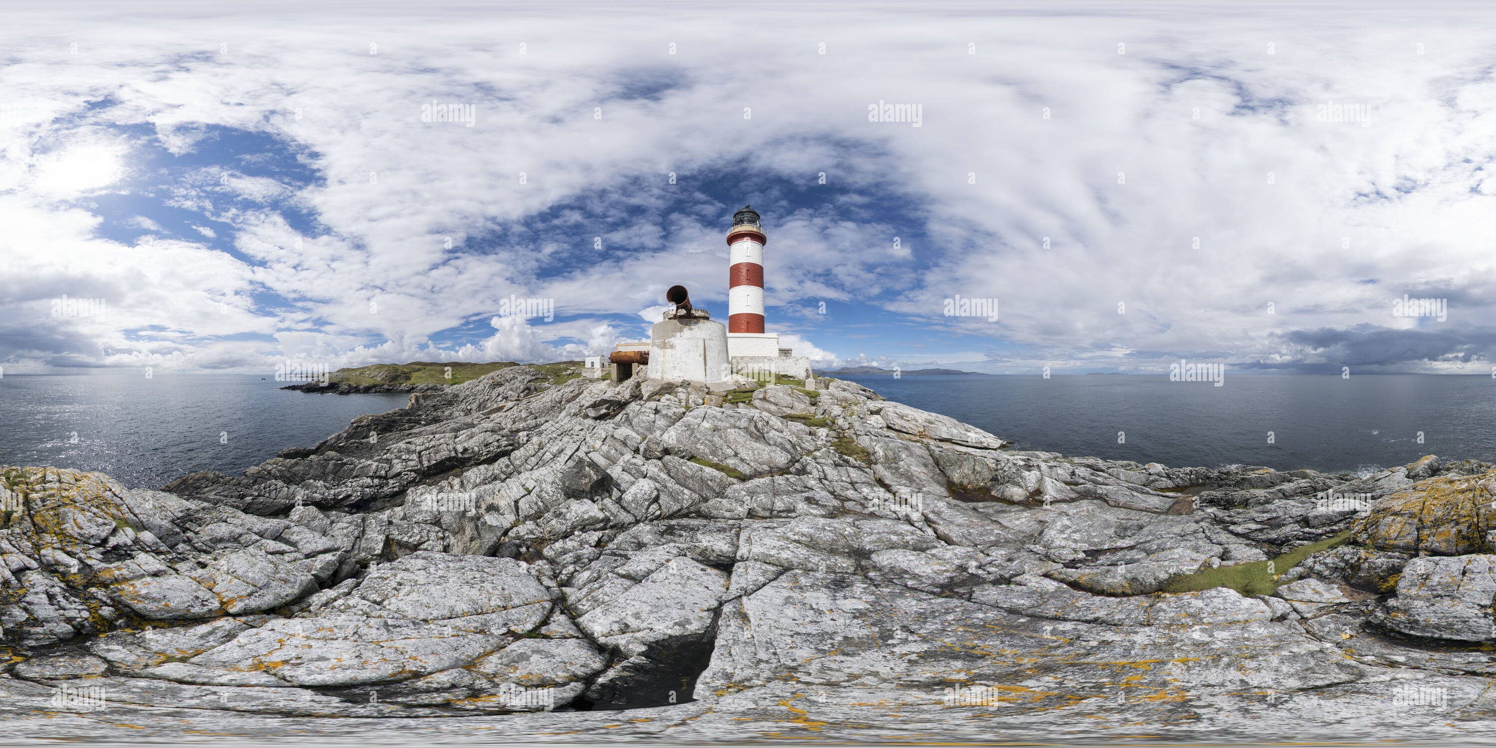 360 Grad Panorama Ansicht von Eilean Glas Leuchtturm, Scalpay