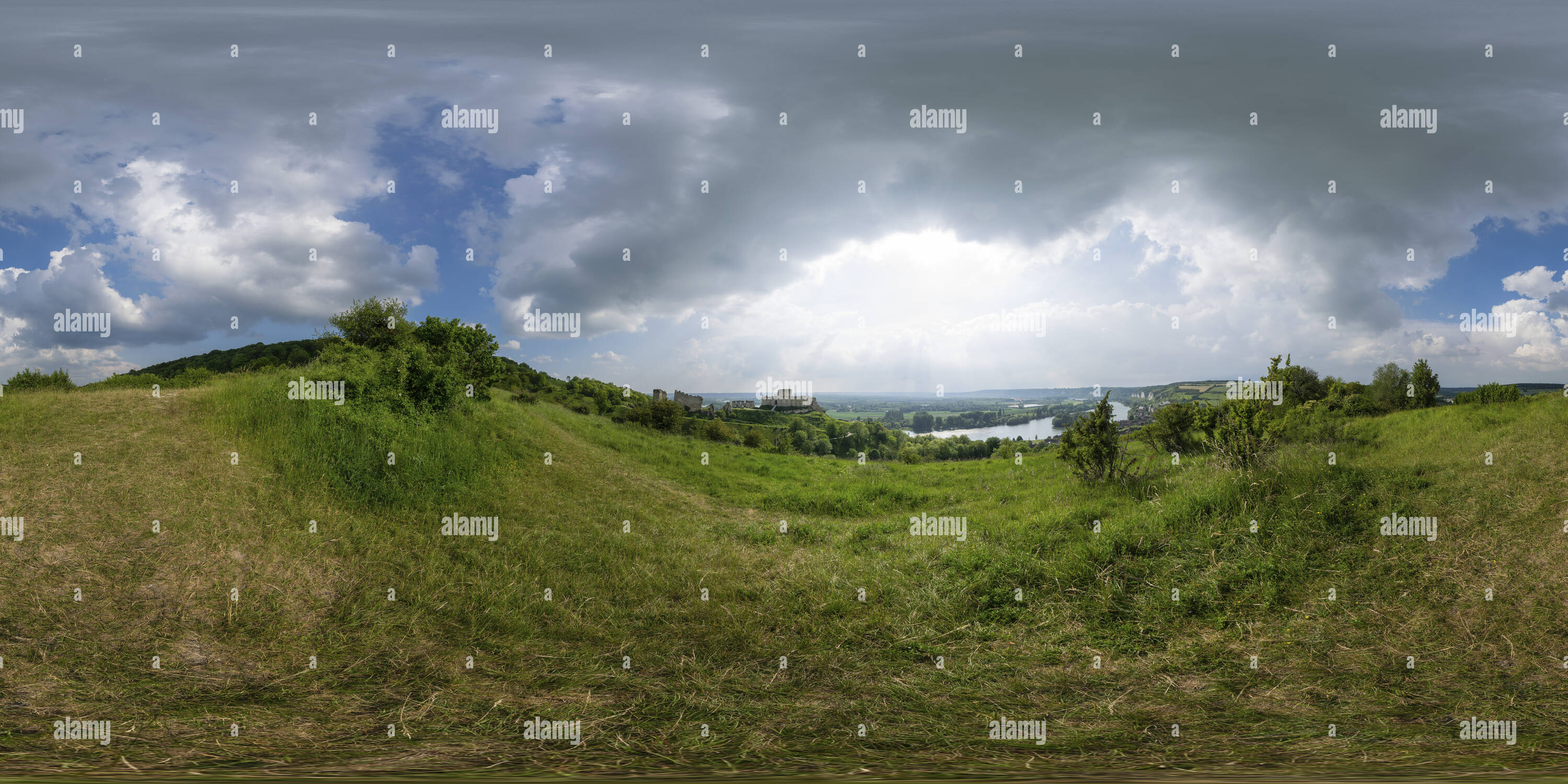 360 Grad Panorama Ansicht von Château Gaillard und Seine.