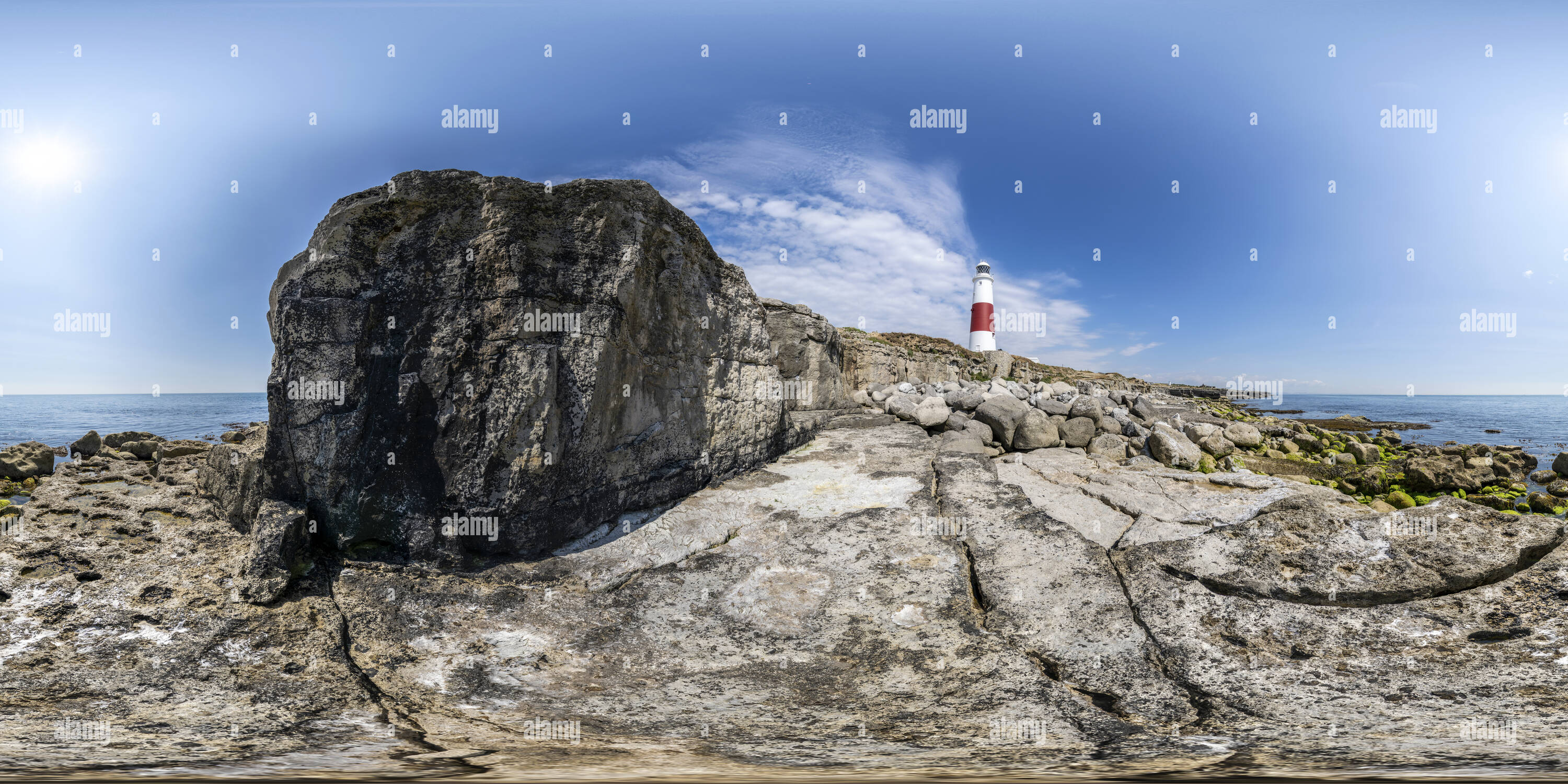 360 Grad Panorama Ansicht von Portland Bill Leuchtturm, Isle of Portland