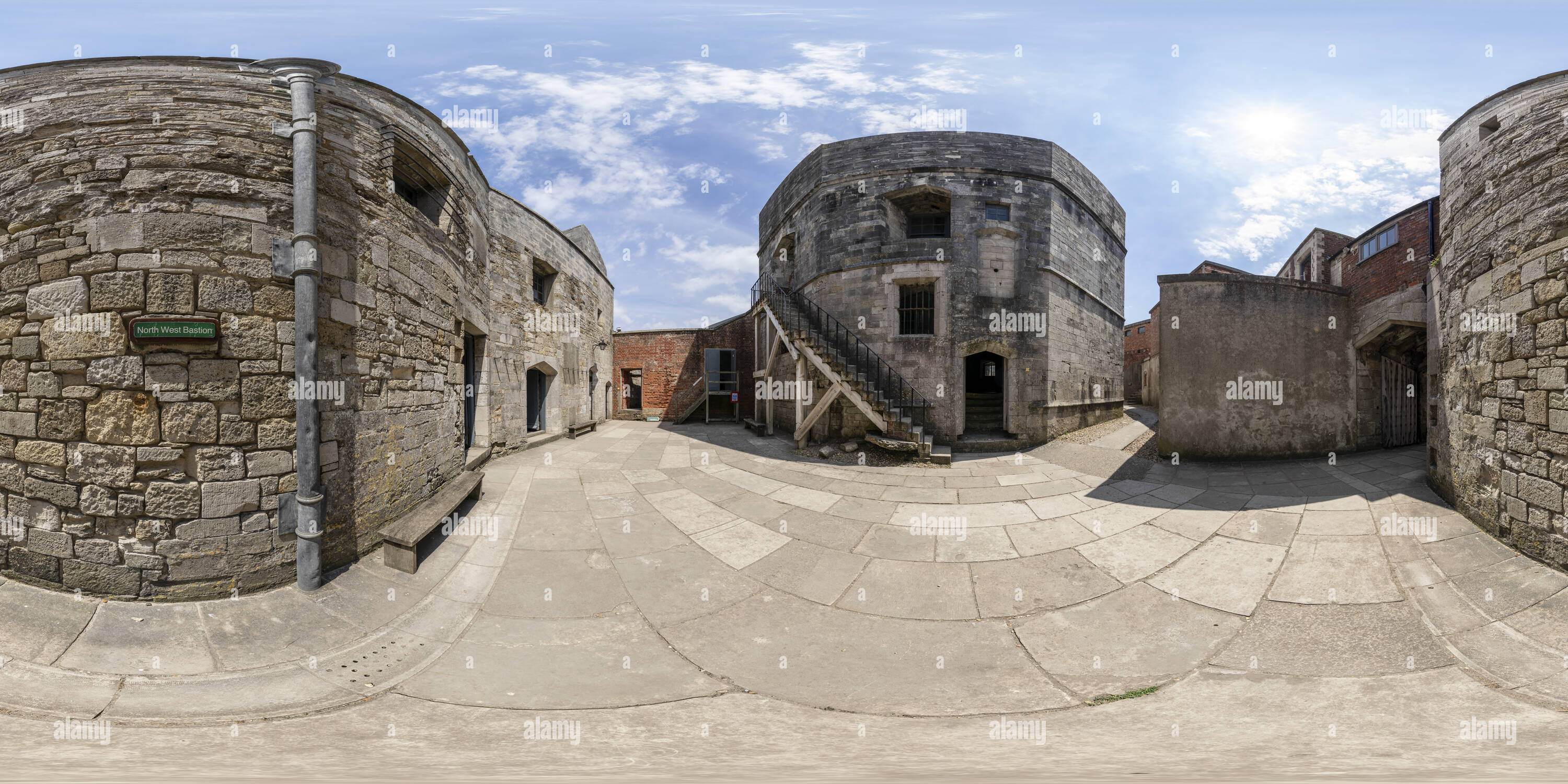 360 Grad Panorama Ansicht von Hurst Castle Nordwesten Bastion, Hampshire