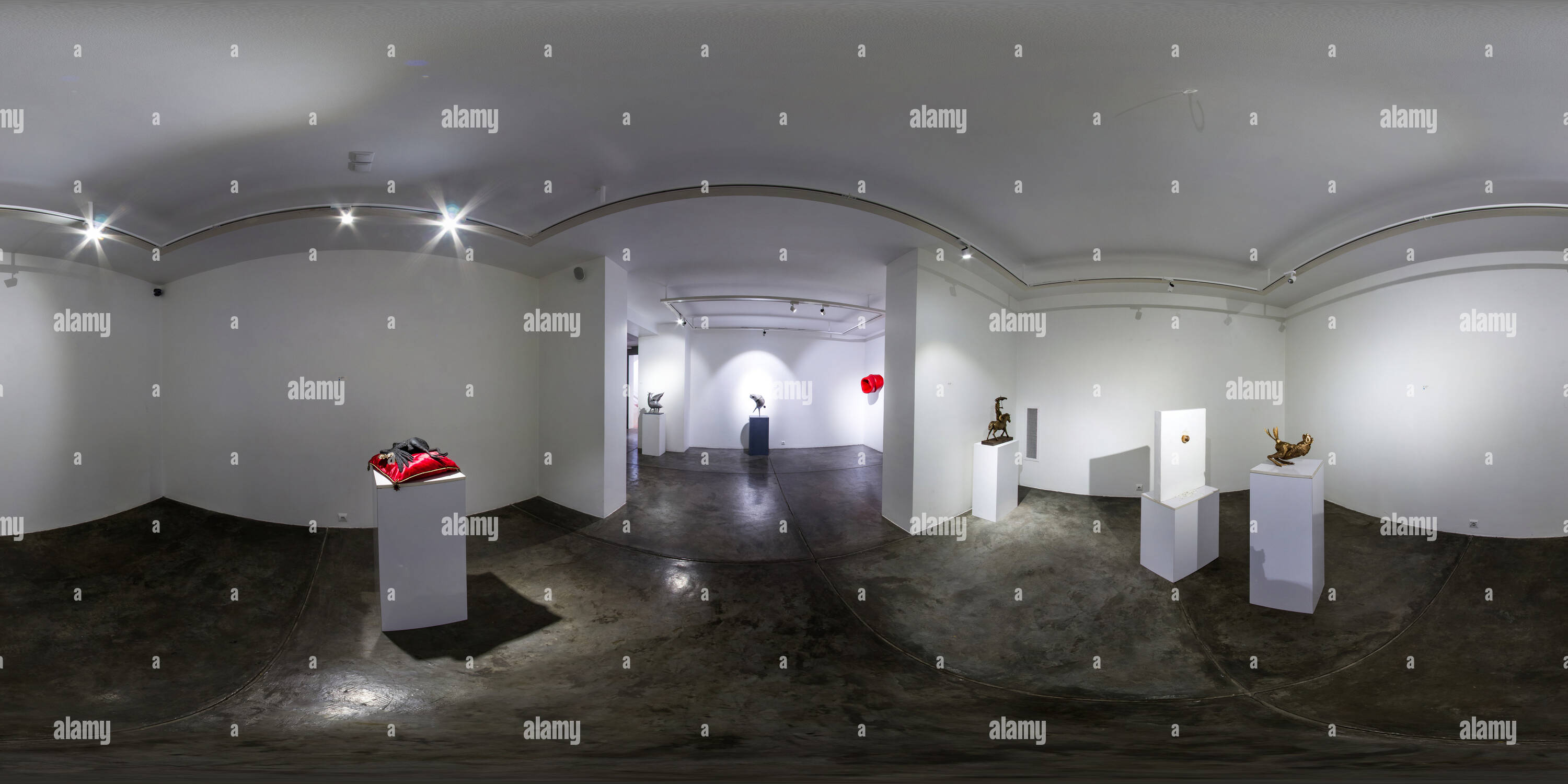 360 Grad Panorama Ansicht von Shirin Art Gallery Jan 2018 Gruppe Skulptur Ausstellung unerwartete Zimmer 04.