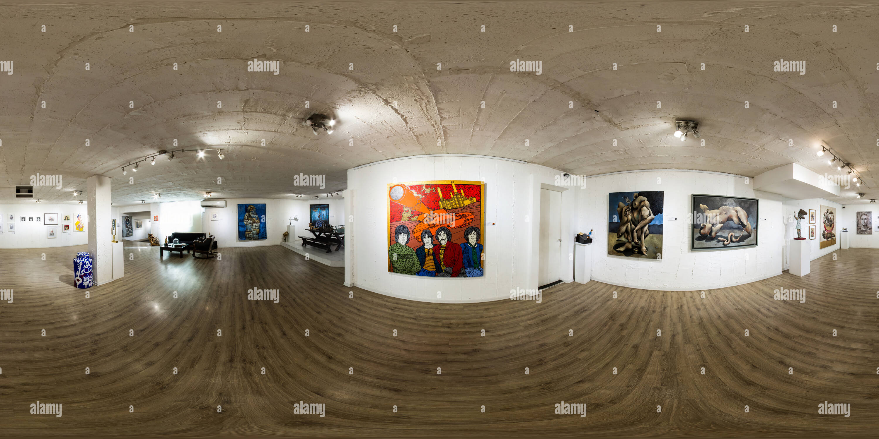 360 Grad Panorama Ansicht von Seyhoun Art Gallery Feb 2018 Gruppe Malerei Ausstellung 01.