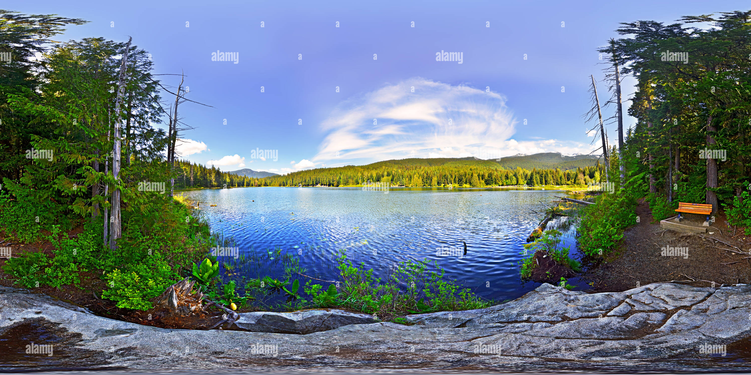 360 Grad Panorama Ansicht von Landschaft von Lost Lake, Kanada