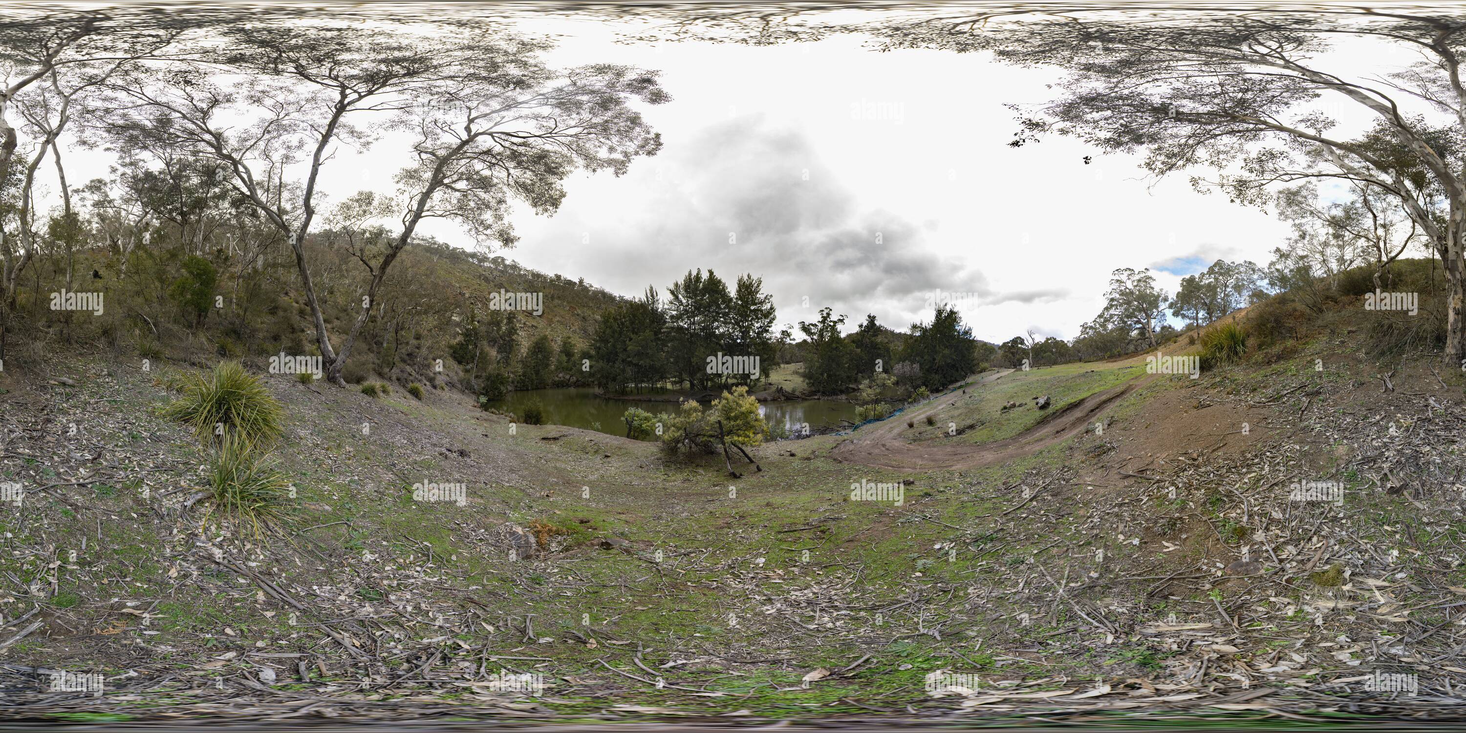 360 Grad Panorama Ansicht von Abercrombie Fluss, Erblassen Yards Goulburn, New South Wales, Australien