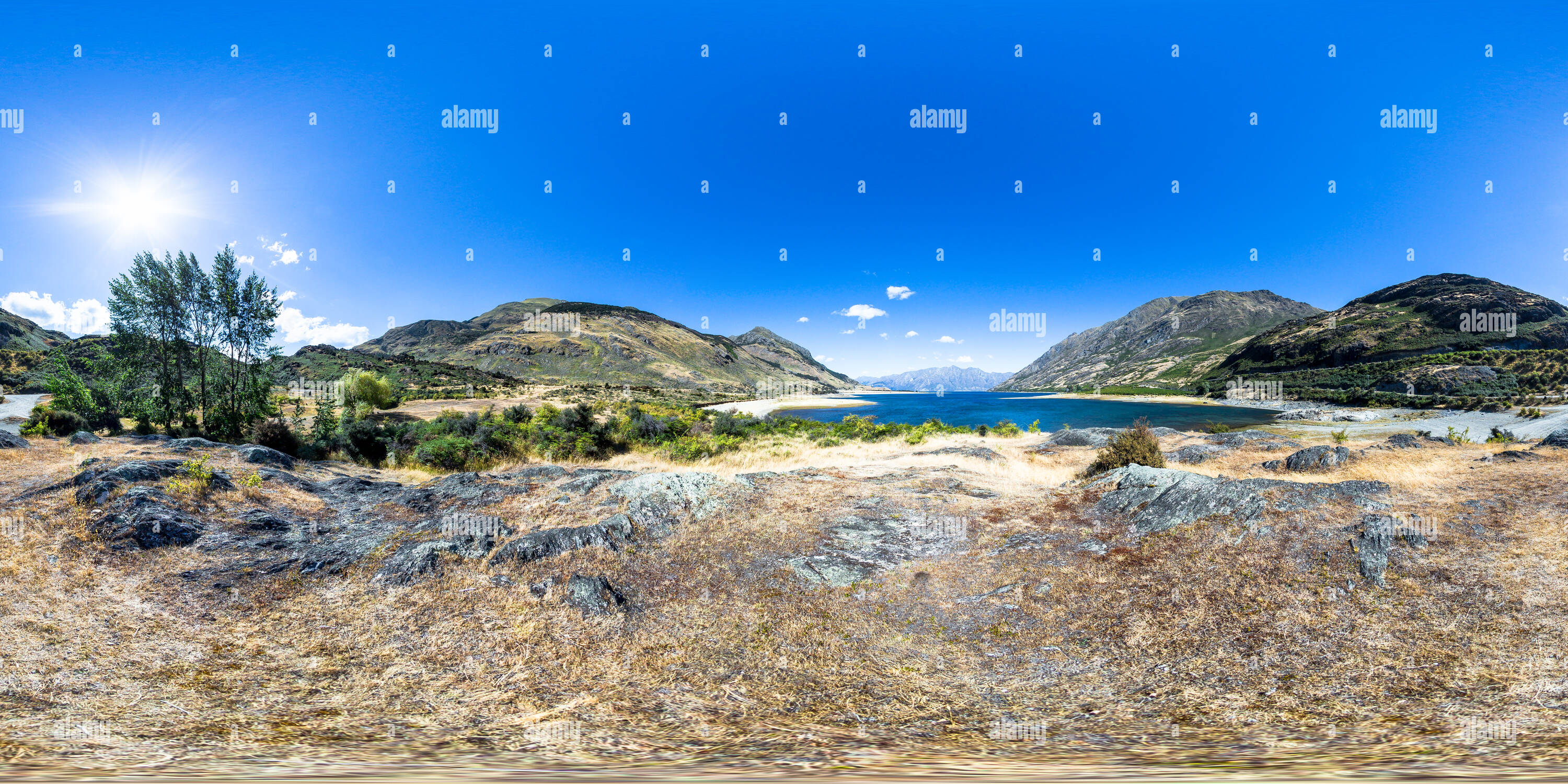 360 Grad Panorama Ansicht von Der Hals Pass-Lake Hawea - Queenstown Lakes District - Otago - Neuseeland